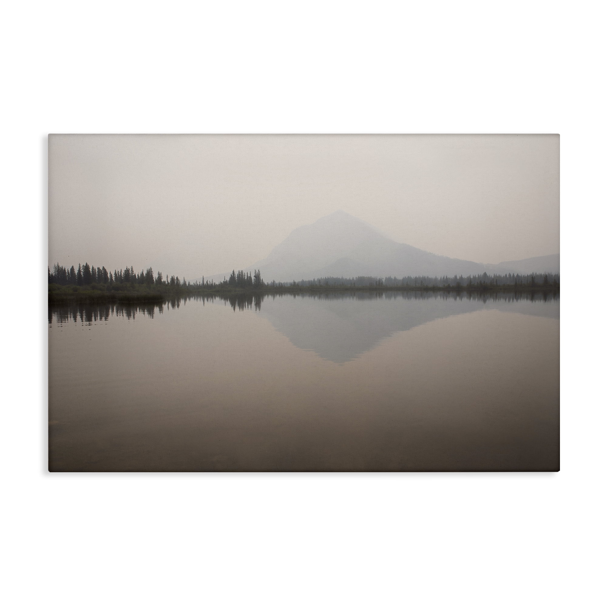 Stupell Industries Mountain Peak Reflecting Lake Landscape & Nature Photography Wrapped Canvas Art Print Wall Art, 30 x 20
