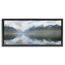 Stupell Industries Mountain Peak Reflections Landscape Photography Black Floater Framed Art Print Wall Art, 25 x 11