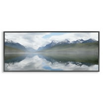 Stupell Industries Mountain Peak Reflections Landscape Photography Black Framed Art Print Wall Art, 24 x 10