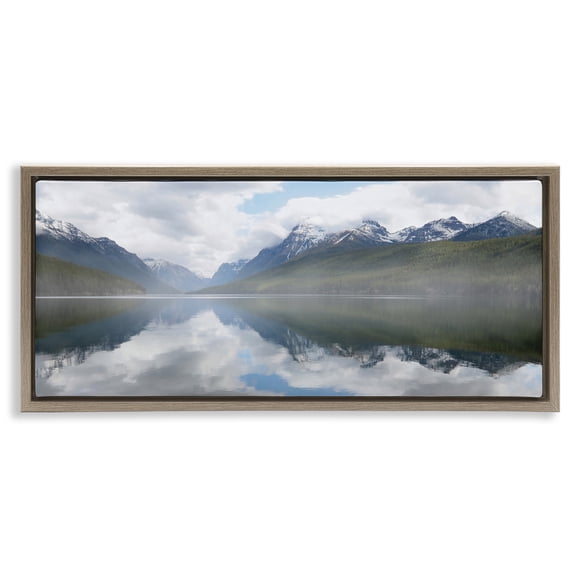 Stupell Industries Coastal Mountain Peak Reflections Brown Floating Frame Canvas Art, 25 x 11, by Lori Deiter