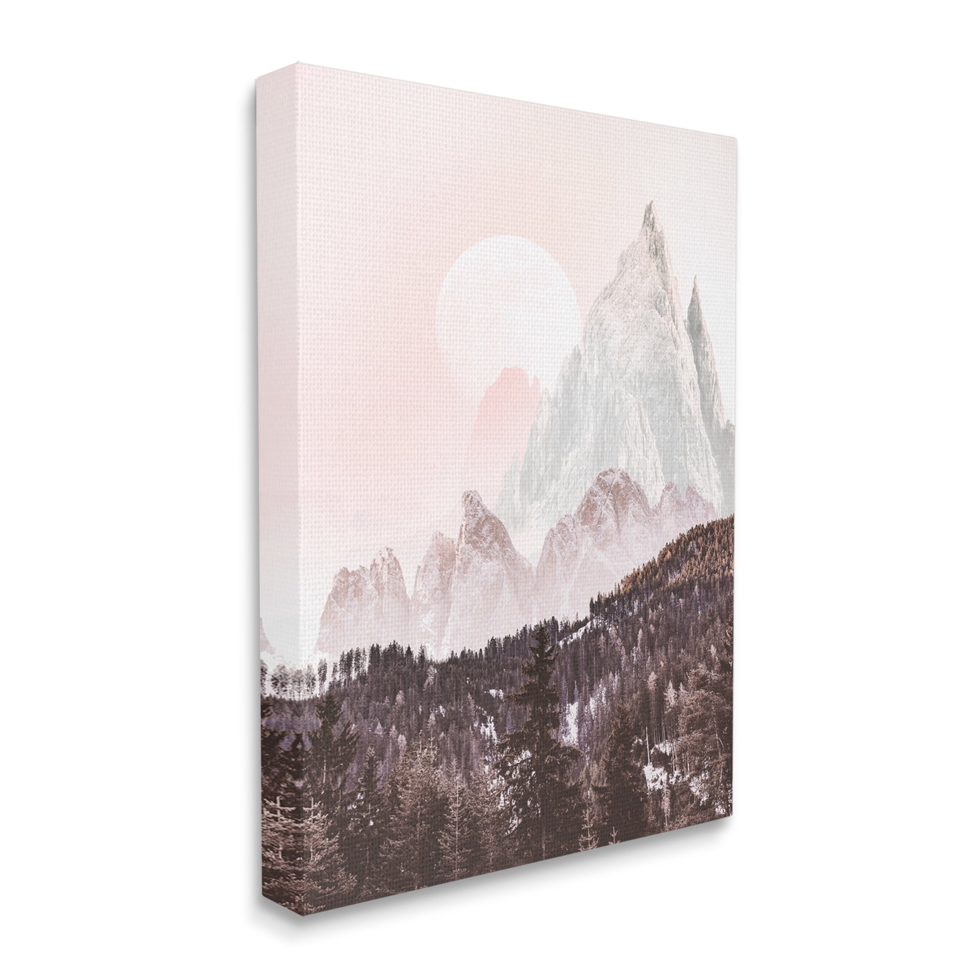 Stupell Industries Mountain Peak Tree Forest Landscape Monochromatic Sun Landscape Photography Gallery Wrapped Canvas Print Wall Art, 36 x 48