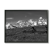Stupell Industries Mountain Peaks & Fence Landscape Photography Black Framed Art Print Wall Art, 14 x 11