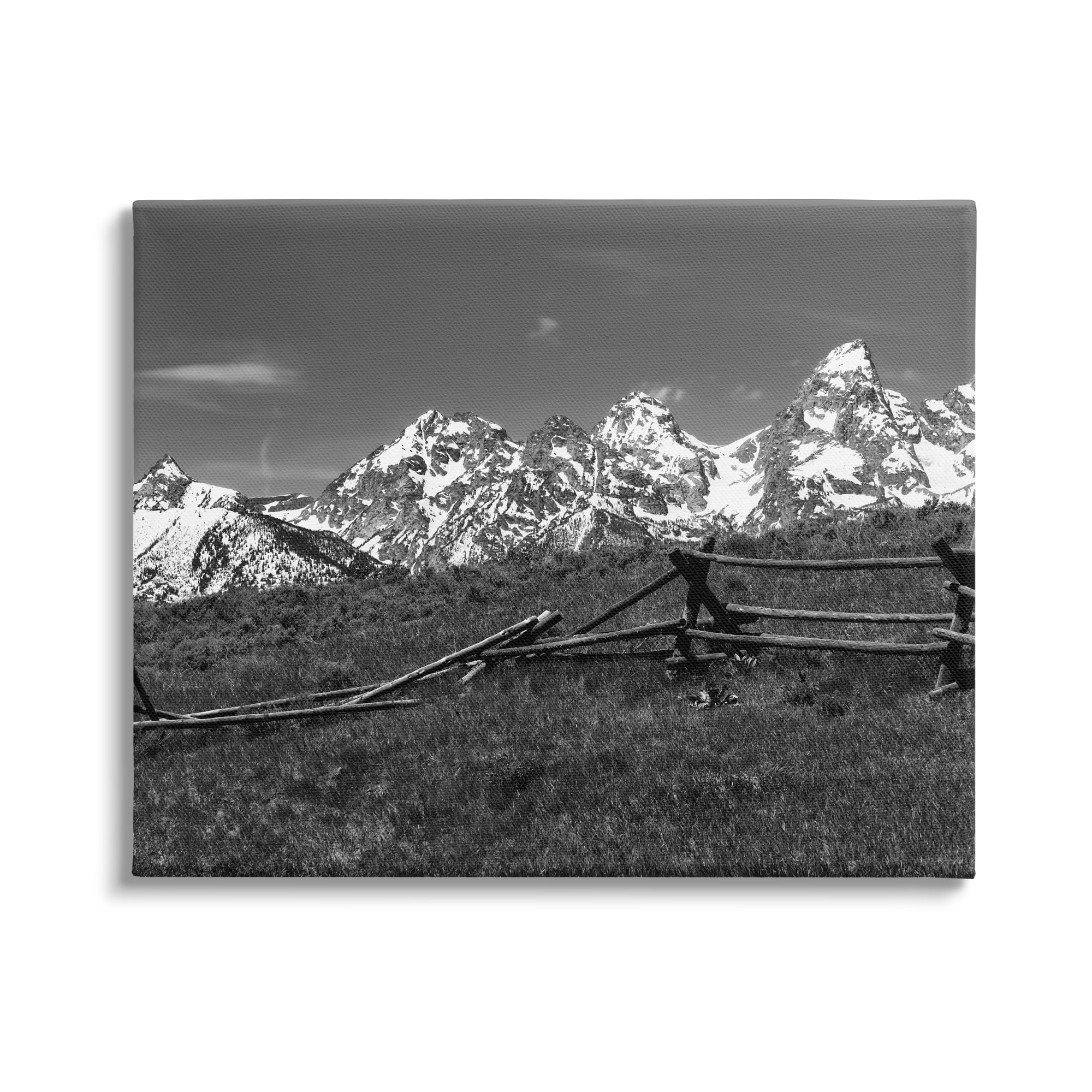 Stupell Industries Mountain Peaks & Fence Landscape Photography Gallery Wrapped Canvas Art Print Wall Art, 40 x 30