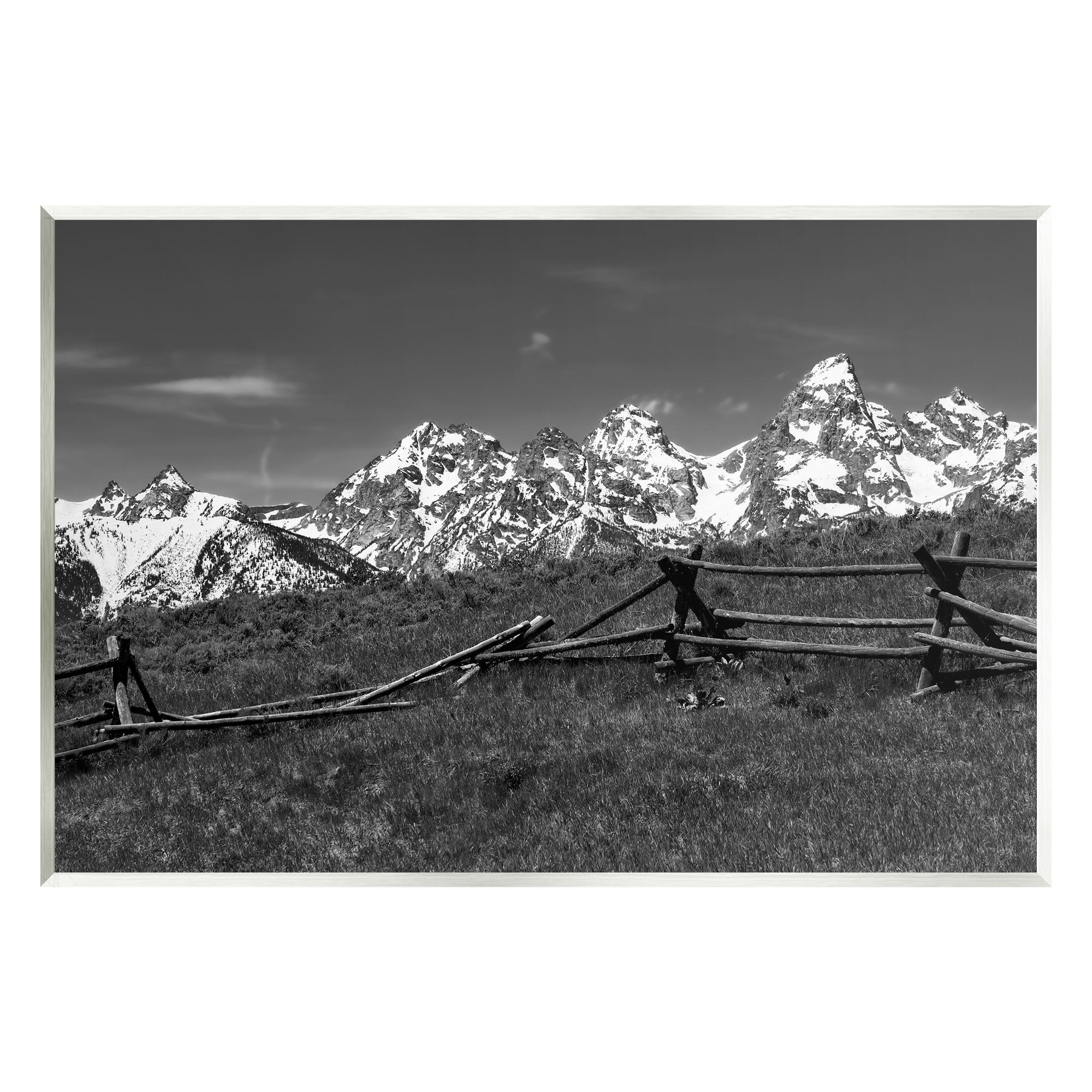 Stupell Industries Mountain Peaks & Fence Landscape Photography Unframed Art Print Wall Art, 19 x 13