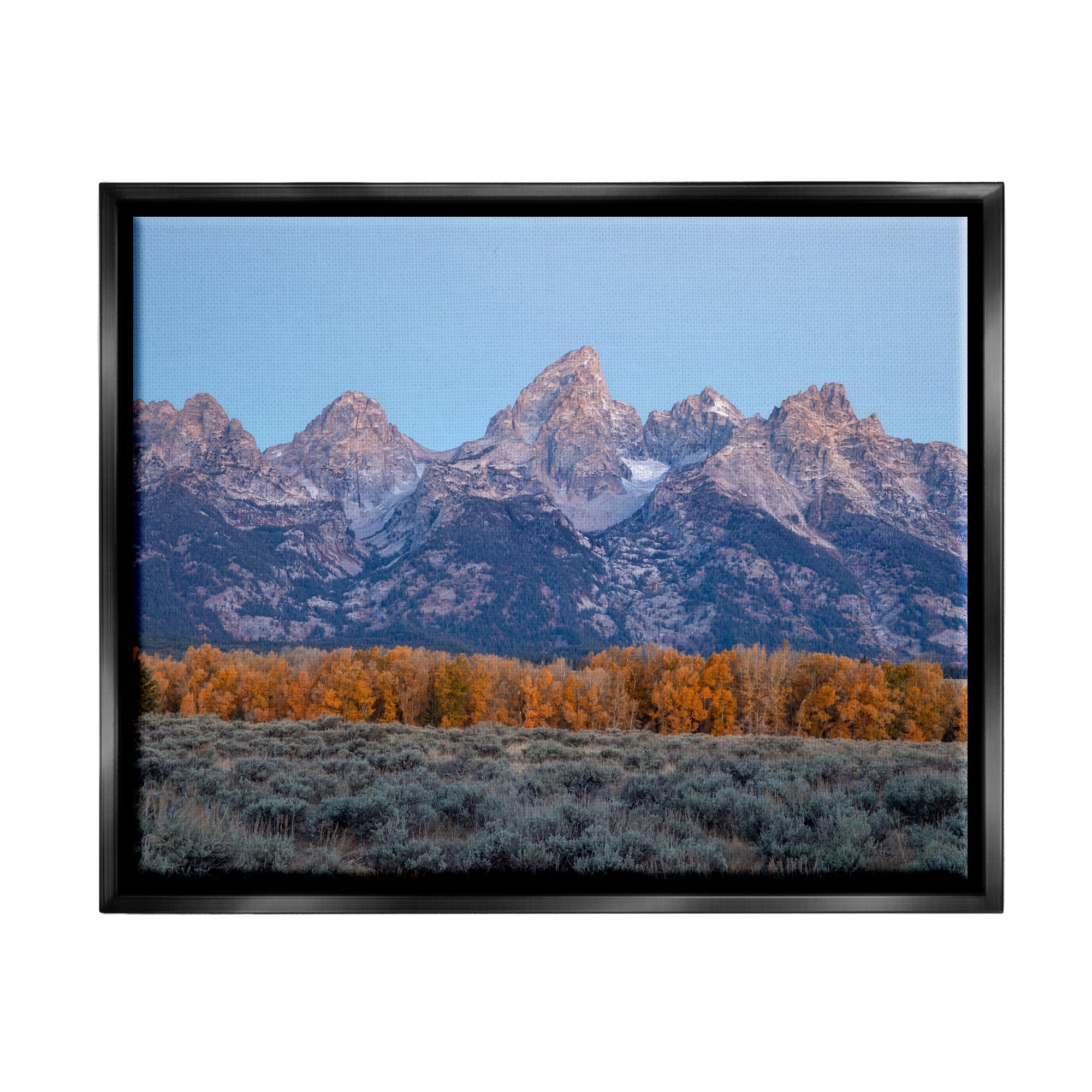 Stupell Industries Mountain Peaks Scenery Landscape Photography Black Floater Framed Canvas Art Print Wall Art, 31 x 25