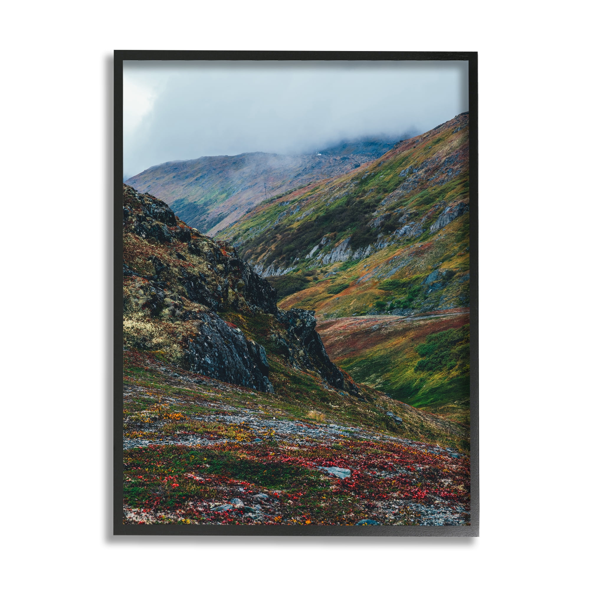 Stupell Industries Mountain Peaks Scenery Landscape Photography Black Framed Art Print Wall Art, 16 x 20