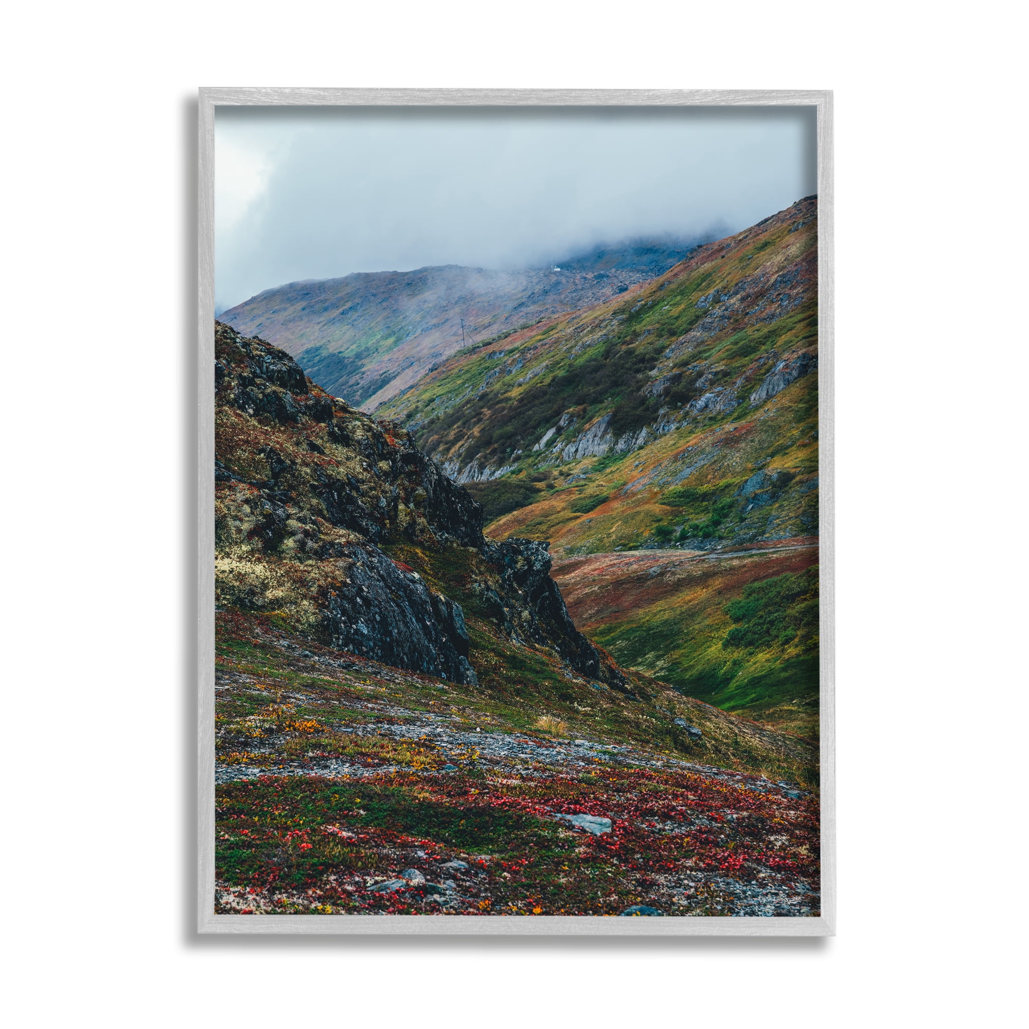 Stupell Industries Mountain Peaks Scenery Landscape Photography Gray Framed Art Print Wall Art, 24 x 30