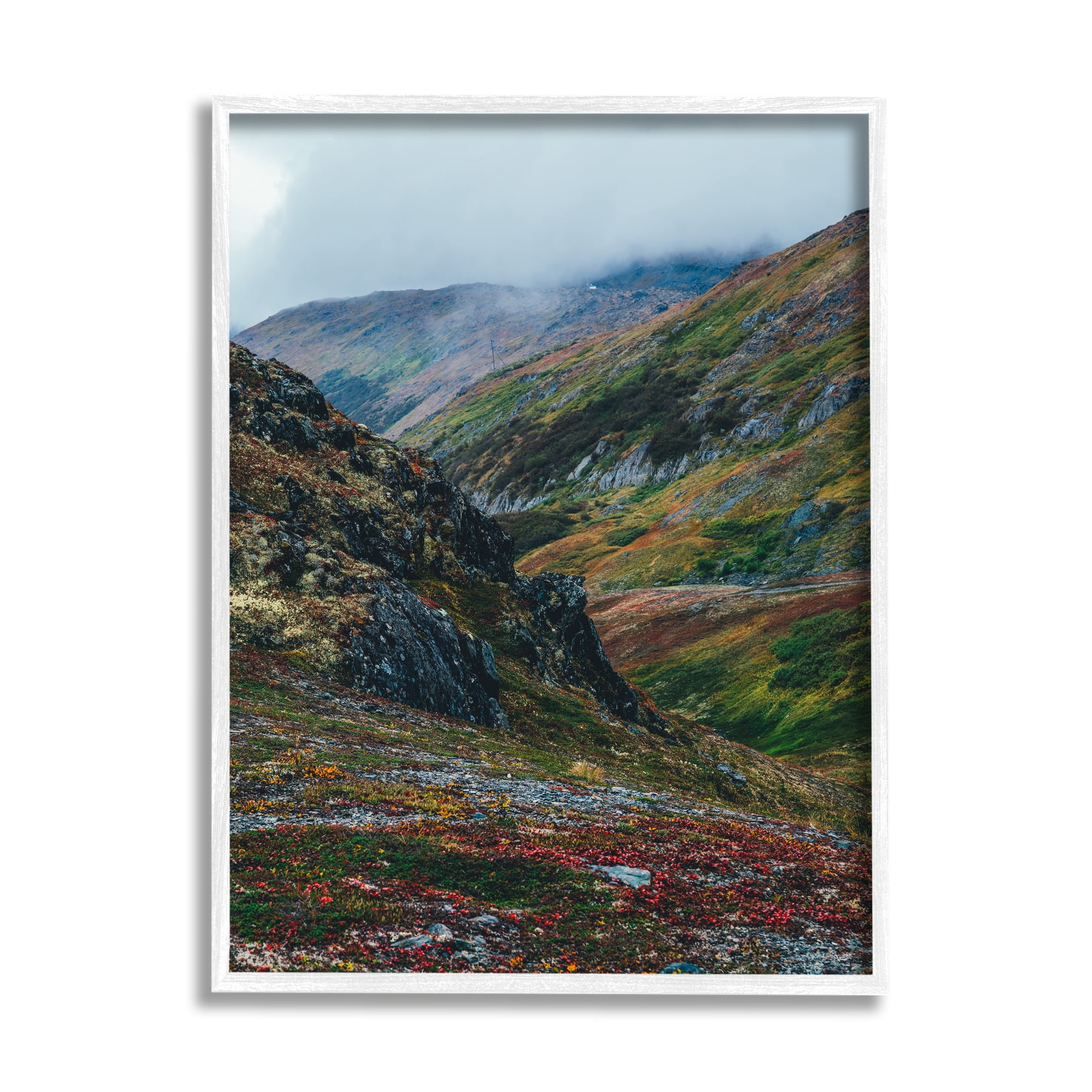 Stupell Industries Mountain Peaks Scenery Landscape Photography White Framed Art Print Wall Art, 11 x 14