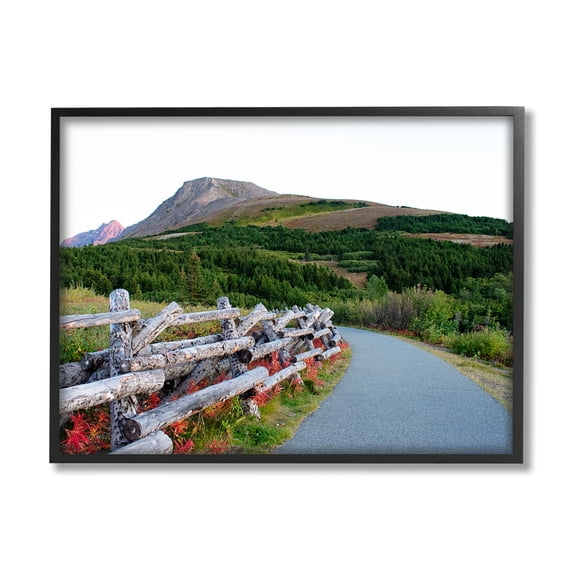 Stupell Industries Mountain Range Walking Path Rustic Tree Forest Landscape Cabin Photography Black Framed Art Print Wall Art, 11 x 14, Design by Kali Wilson