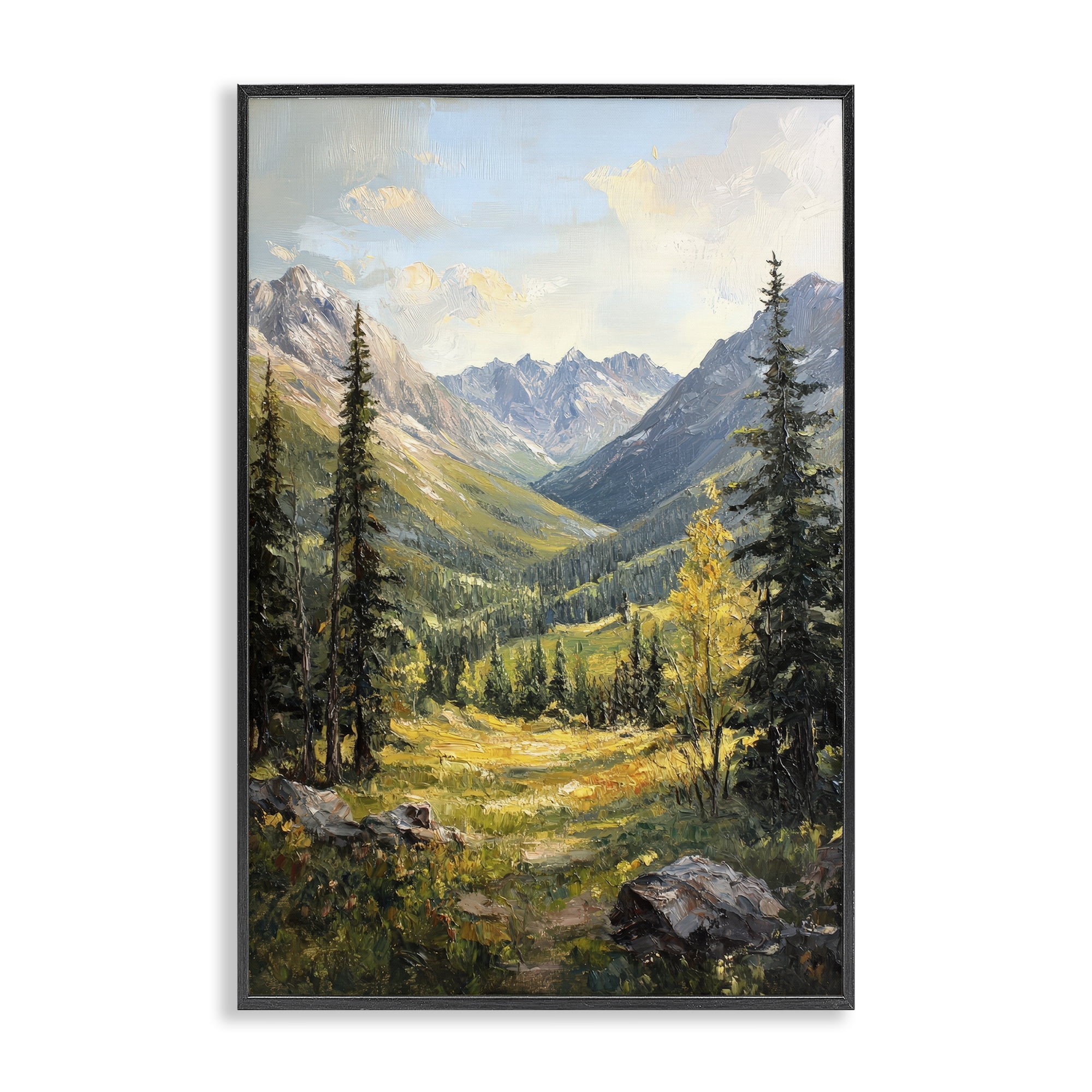 Stupell Industries Mountain Refuge in Golden Valley Black Framed Giclee Art, design by Petal Prints Design