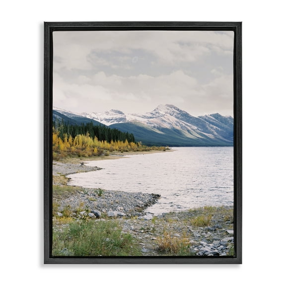 Stupell Industries Mountain Region Shore Landscape Photography Black Floater Framed Art Print Wall Art, 17 x 21