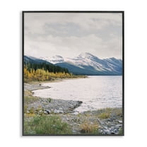 Stupell Industries Mountain Region Shore Landscape Photography Black Framed Art Print Wall Art, 11 x 14