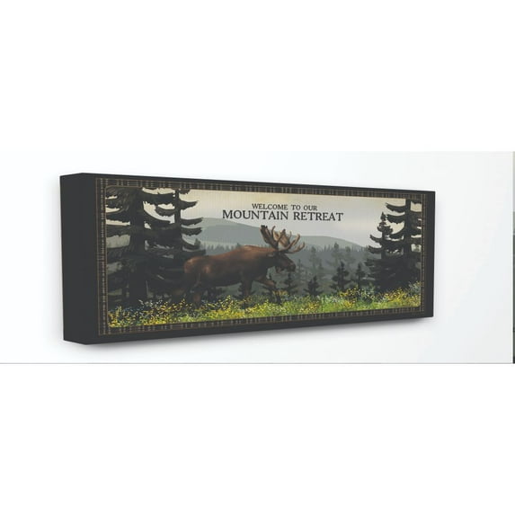 Stupell Industries Mountain Retreat Moose Animal Country Landscape Design Canvas Wall Art by Stephanie Workman Marrott