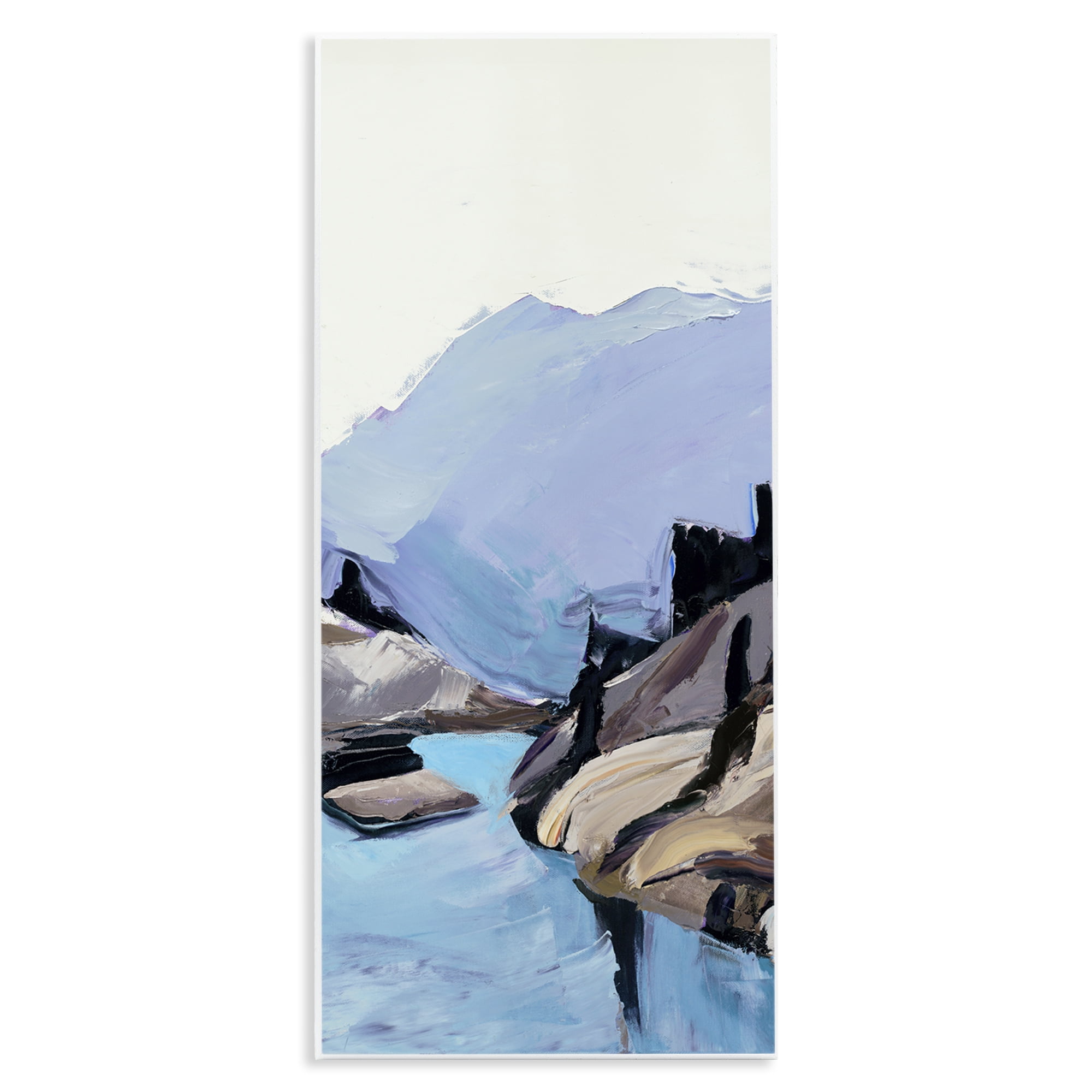 Stupell Industries Mountain River Abstraction Landscape & Nature Painting Unframed Art Print Wall Art, 7 x 17