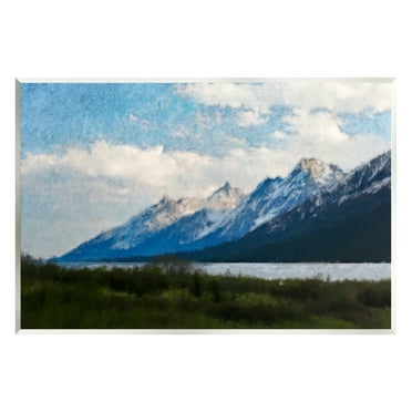 Stupell Industries Mountain & River Landscape Landscape Painting Unframed Art Print Wall Art, 15 x 10