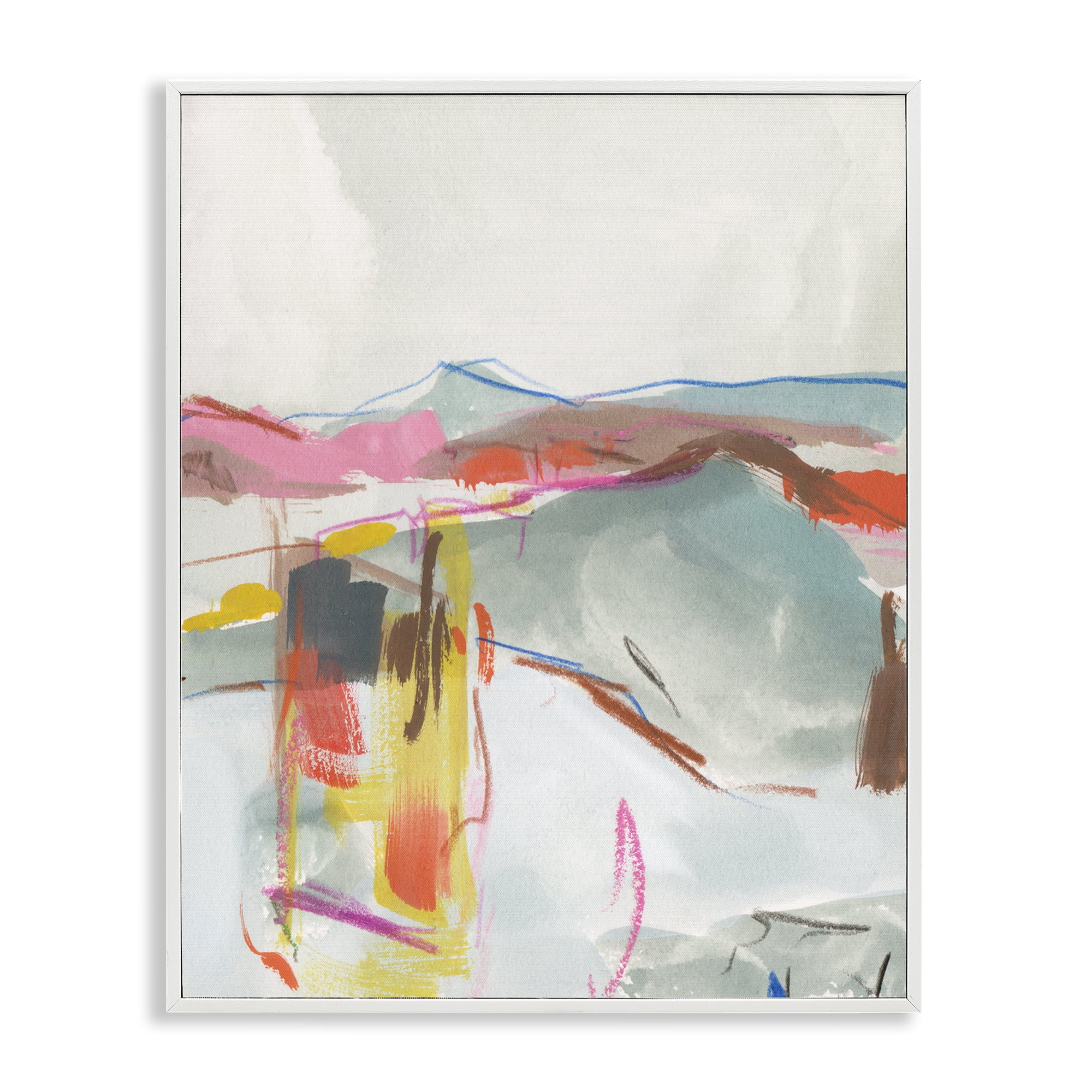 Stupell Industries Mountain Shape Impressions Abstract Painting White Framed Art Print Wall Art, 24 x 30