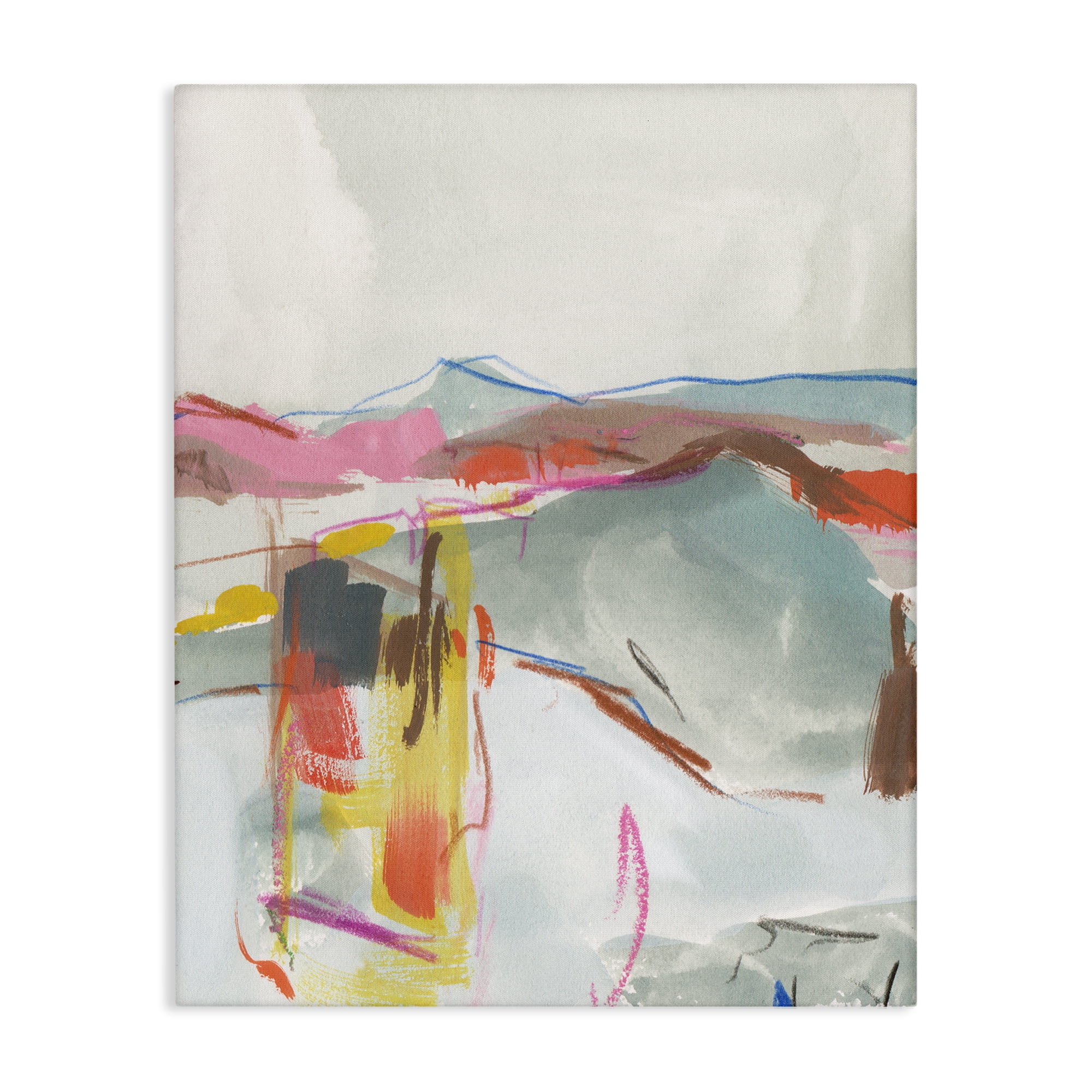 Stupell Industries Mountain Shape Impressions Abstract Painting Wrapped Canvas Art Print Wall Art, 16 x 20