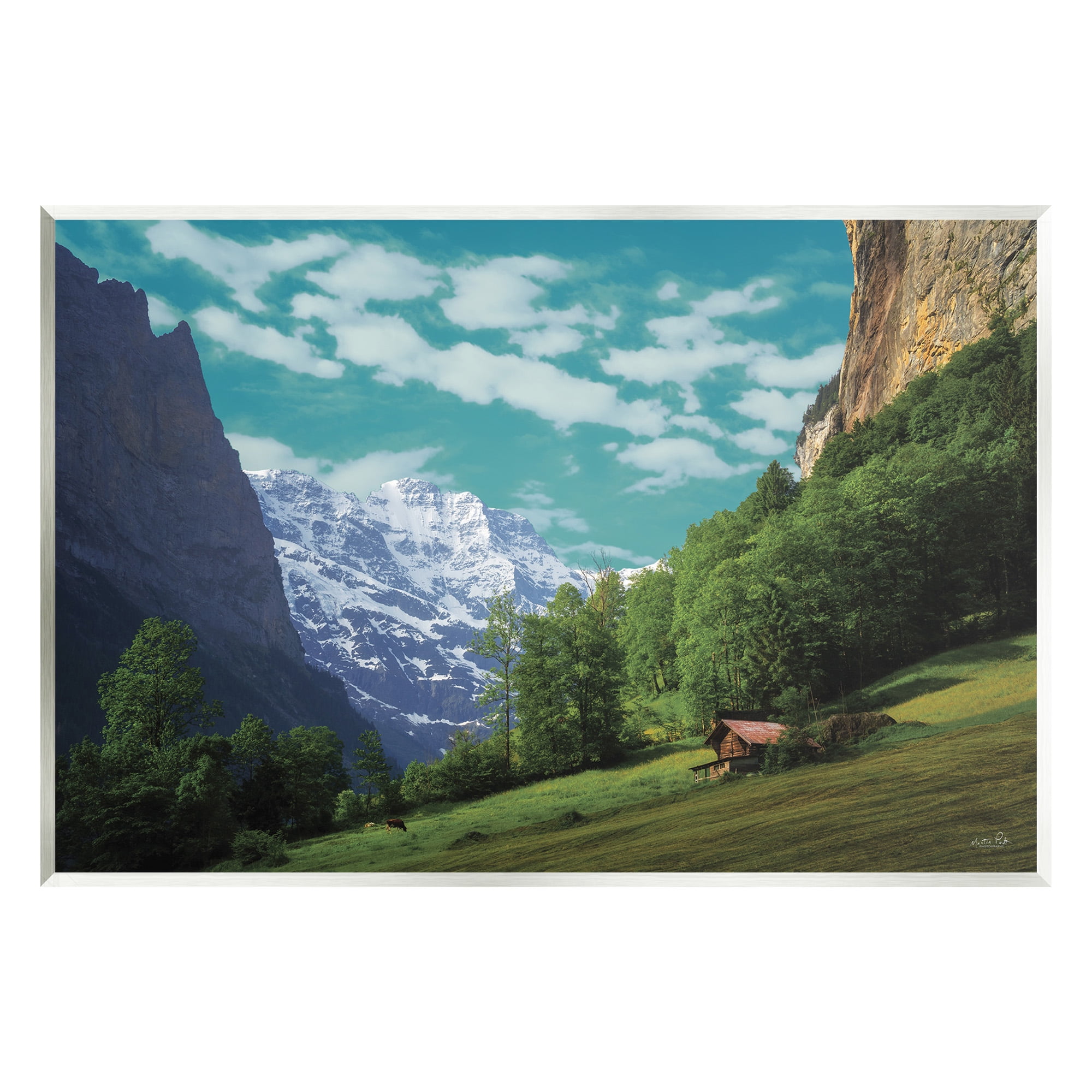 Stupell Industries Mountain Valley Cottage Landscape Photography Unframed Art Print Wall Art, 15 x 10