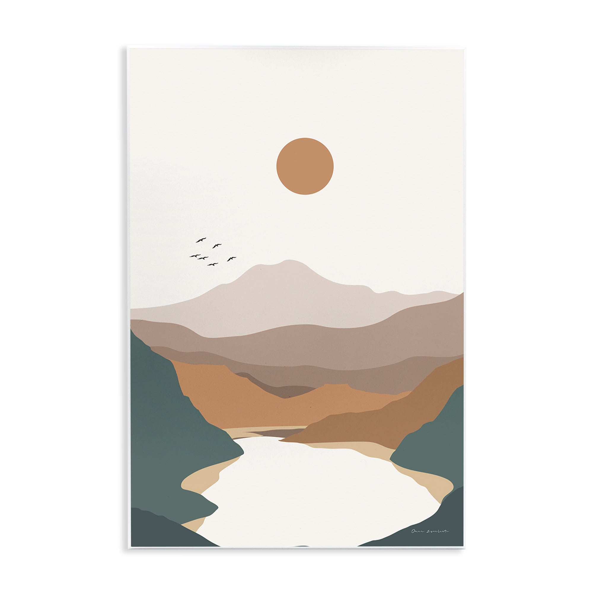 Stupell Industries Mountain Valley Lake Landscape & Nature Painting Unframed Art Print Wall Art, 10 x 15