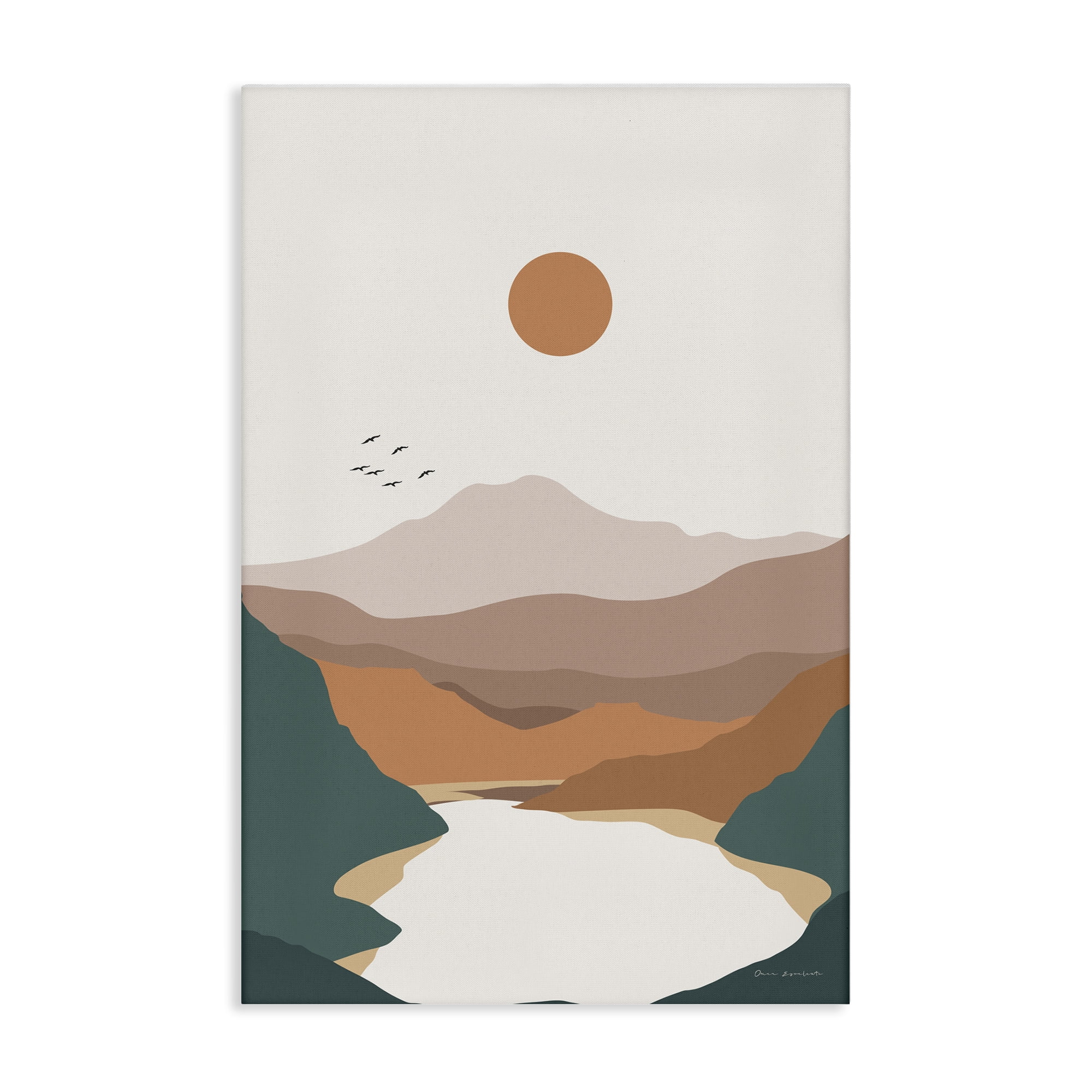 Stupell Industries Mountain Valley Lake Landscape & Nature Painting Wrapped Canvas Art Print Wall Art, 16 x 24