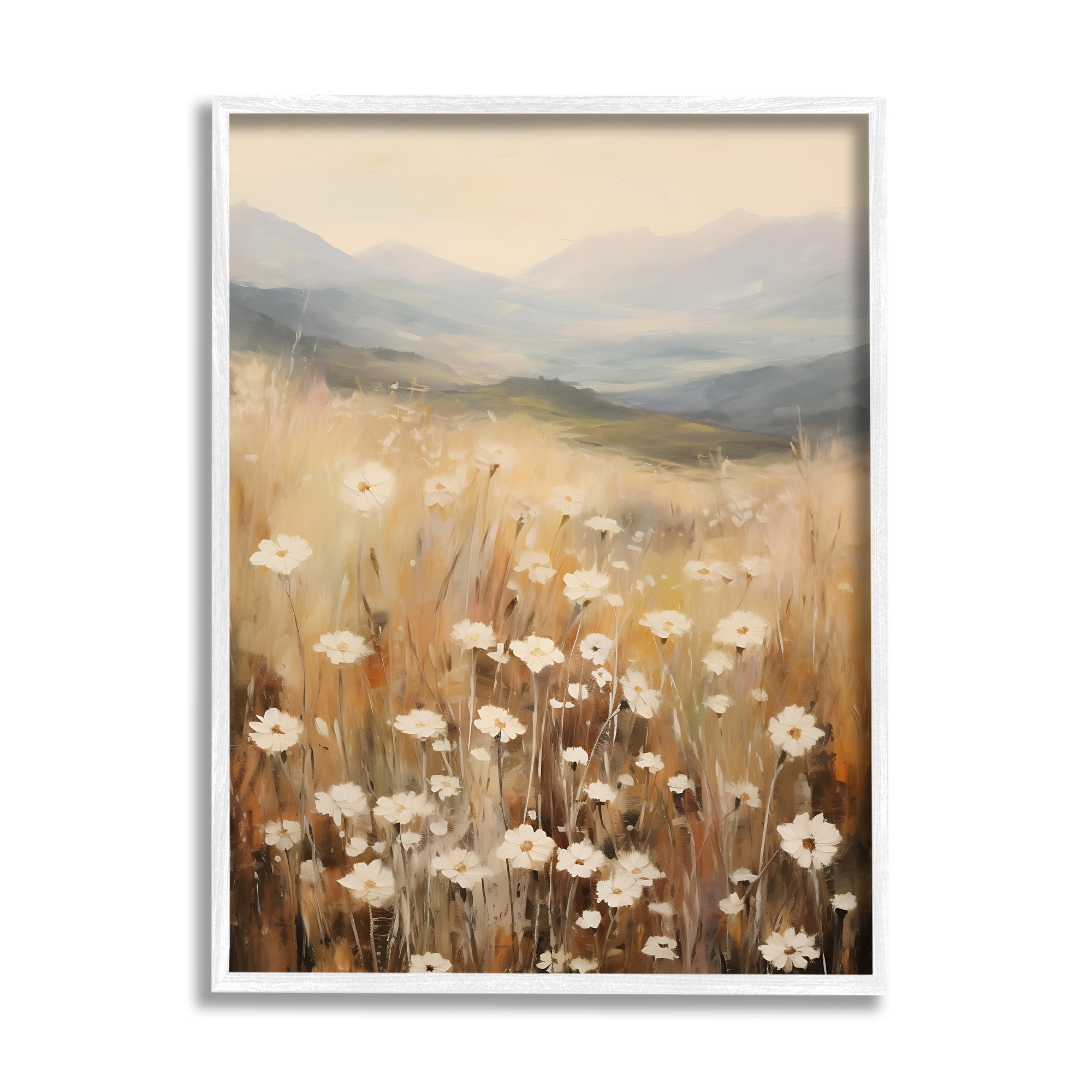 Stupell Industries Mountain Valley Meadow Botanical & Floral Painting White Framed Art Print Wall Art, 16 x 20