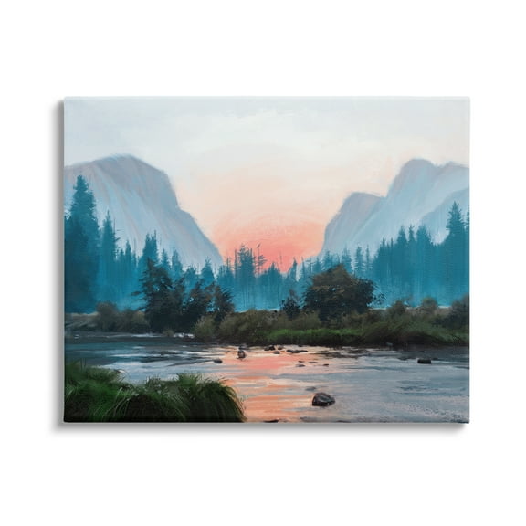 Stupell Industries Mountain Valley Tranquil Sunset Lake Reflection Painting Gallery Wrapped Canvas Print Wall Art, Design by Ziwei Li