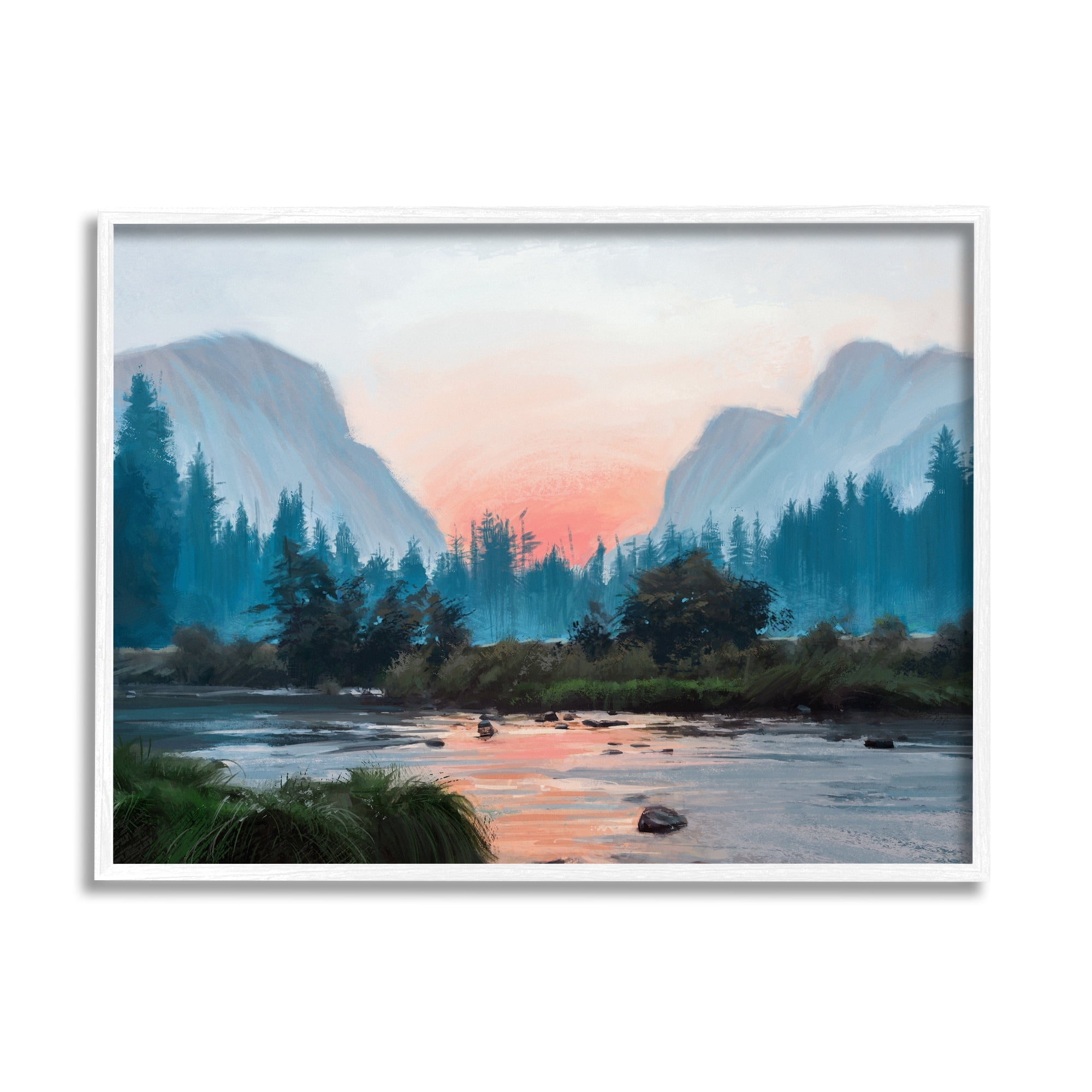 Stupell Industries Mountain Valley Tranquil Sunset Lake Reflection Painting White Framed Art Print Wall Art, Design by Ziwei Li