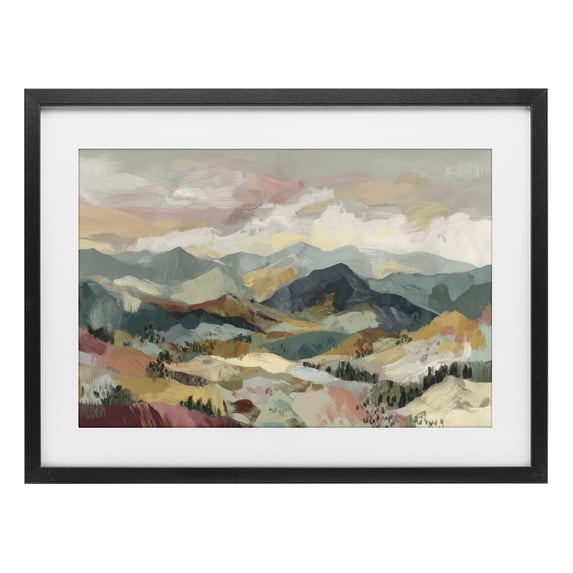 Stupell Industries Contemporary Mountain Valley Vista Black Framed Print Under Glass, 20 x 14, by Chromatic Storm Studio