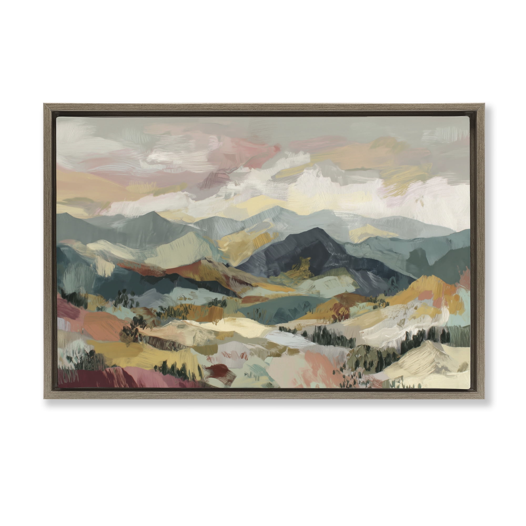 Stupell Industries Mountain Valley Vista Brown Framed Floater Canvas Wall Art, design by Chromatic Storm Studio