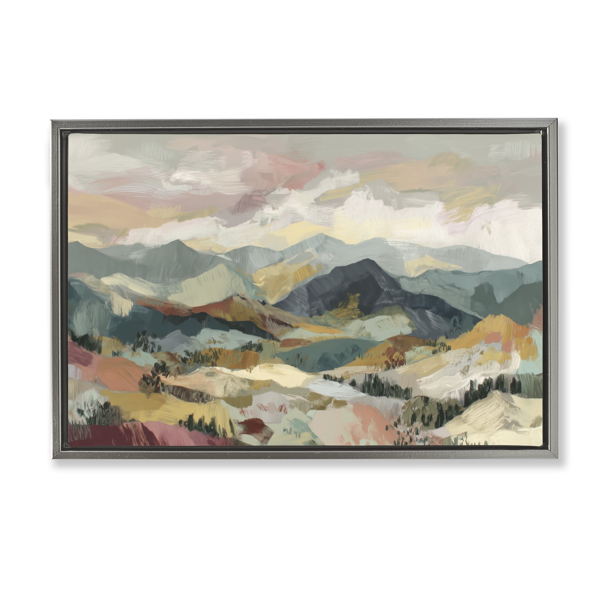 Stupell Industries Mountain Valley Vista Gray Framed Floater Canvas Wall Art, design by Chromatic Storm Studio