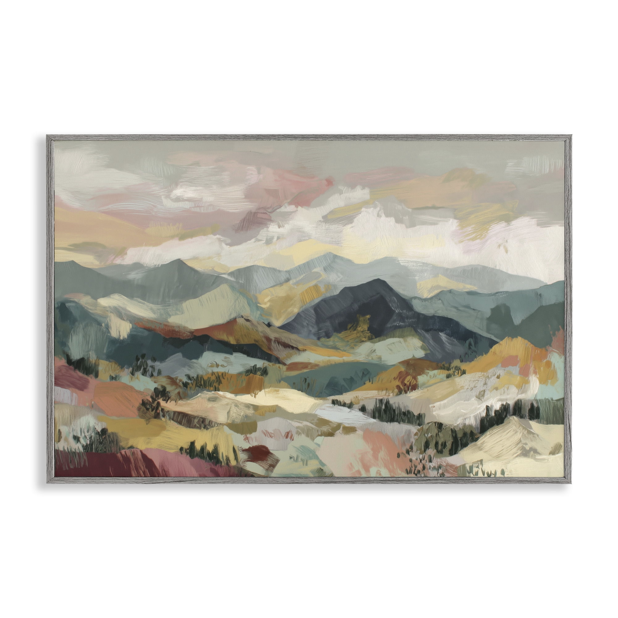Stupell Industries Mountain Valley Vista Gray Framed Giclee Art, design by Chromatic Storm Studio