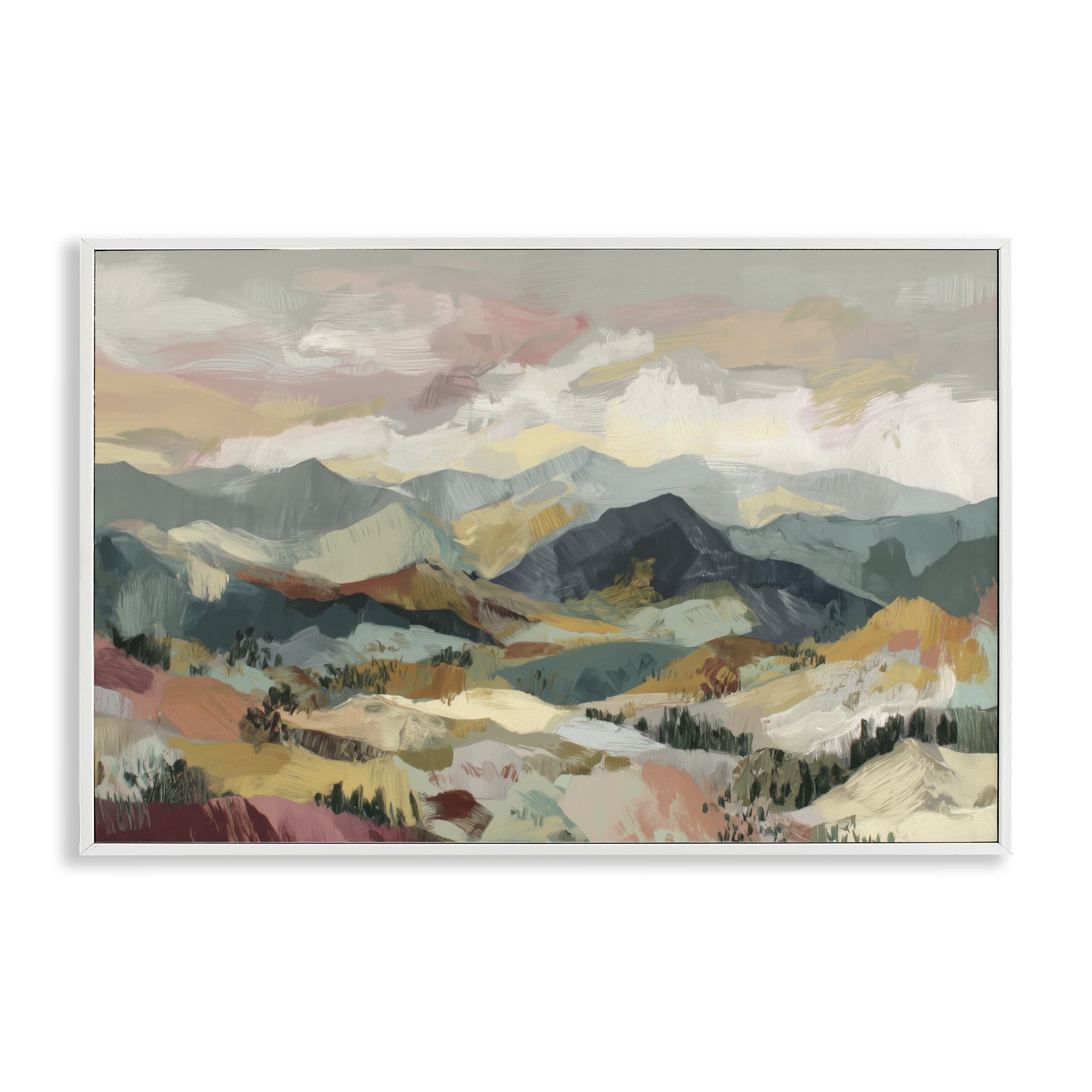Stupell Industries Mountain Valley Vista White Framed Giclee Art, design by Chromatic Storm Studio