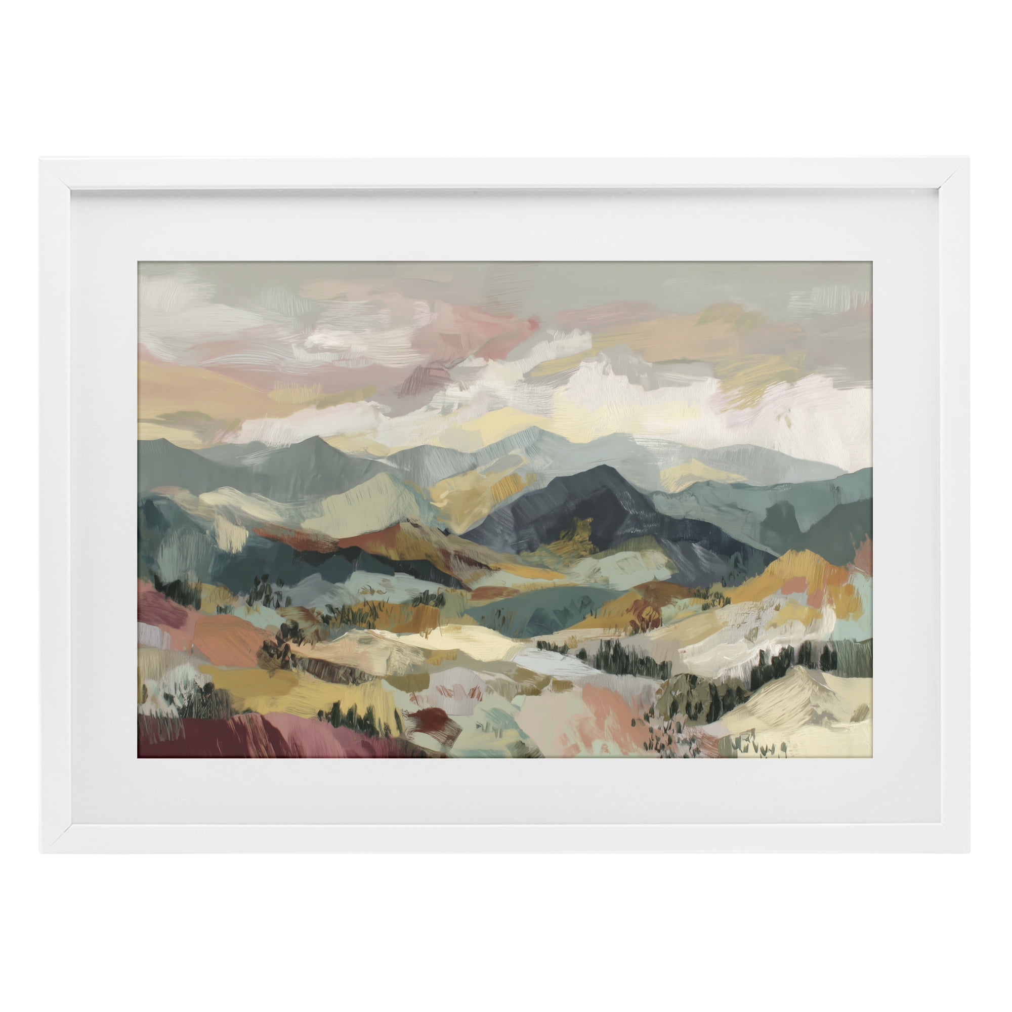 Stupell Industries Mountain Valley Vista White Framed Print Under Glass, design by Chromatic Storm Studio