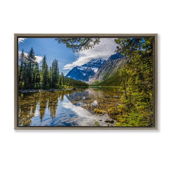 Stupell Industries Mountain Valley's Stream Landscape & Nature Photography Brown Floater Framed Canvas Art Print Wall Art, 25 x 17