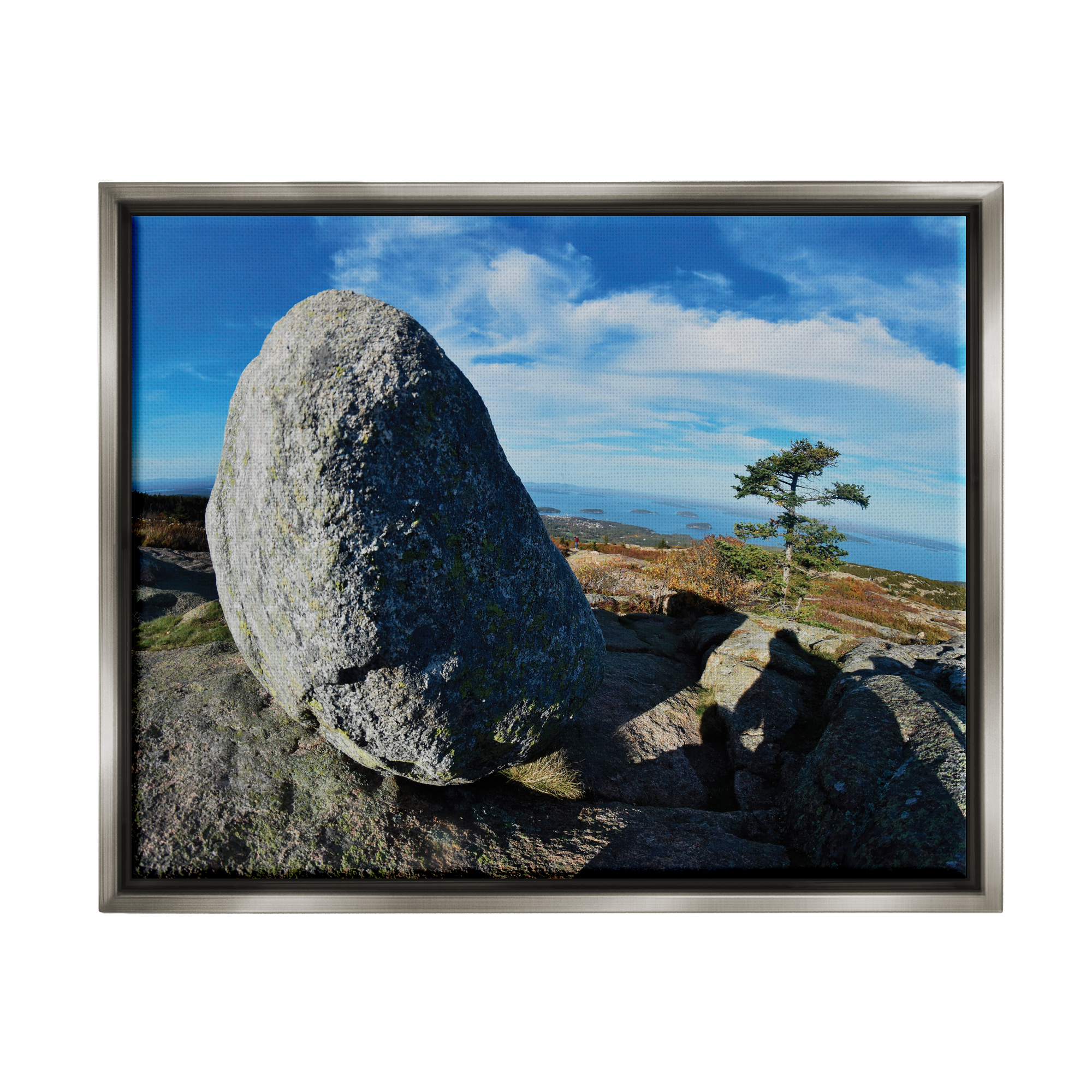 Stupell Industries Mountain View Landscape Nature Photography Gray Floater Framed Art Print Wall Art, 21 x 17