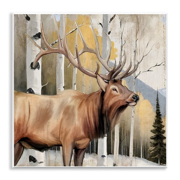 Stupell Industries Mountain Walk Elk Forest Wall Plaque Art design by Kim Allen, 12 x 12
