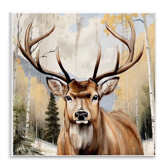 Stupell Industries Mountain Walk Elk Portrait Wall Plaque Art design by Kim Allen, 12 x 12