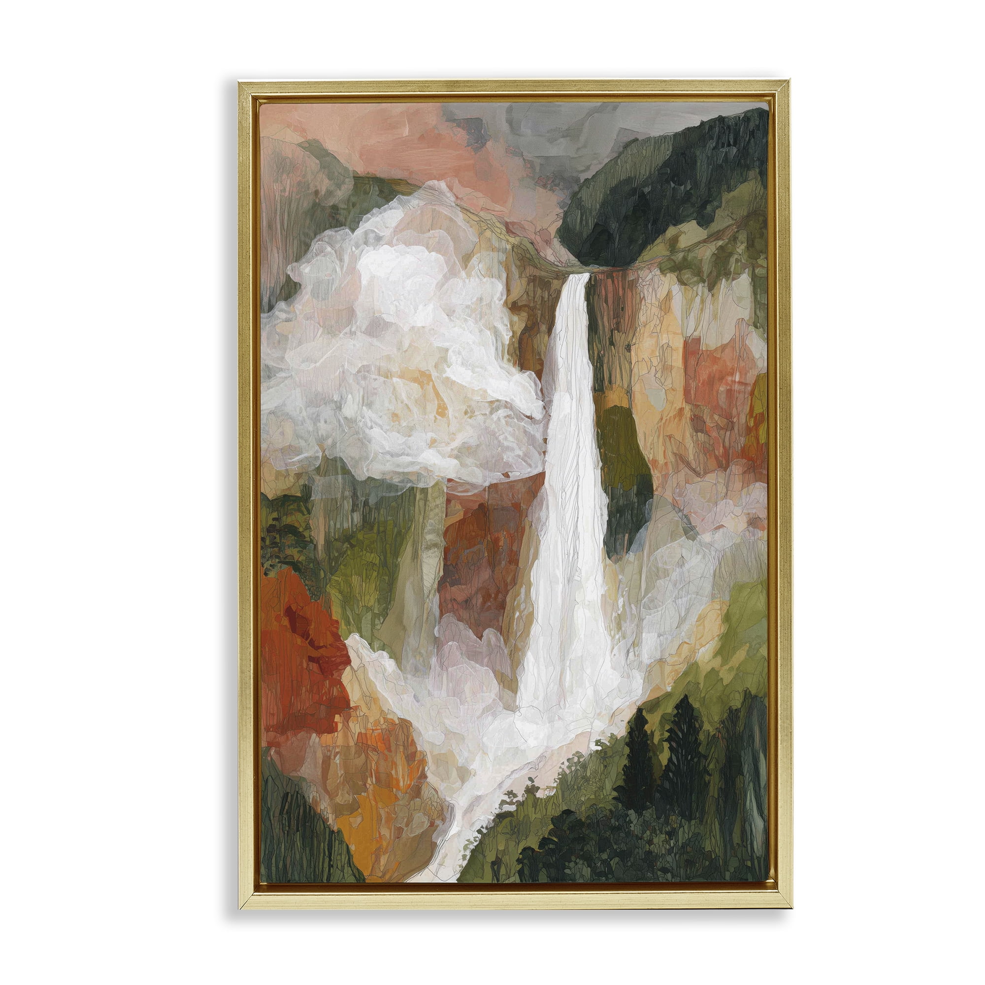 Stupell Industries Mountain Waterfall Landscape Gold Framed Floater Canvas Wall Art, design by Chromatic Storm Studio