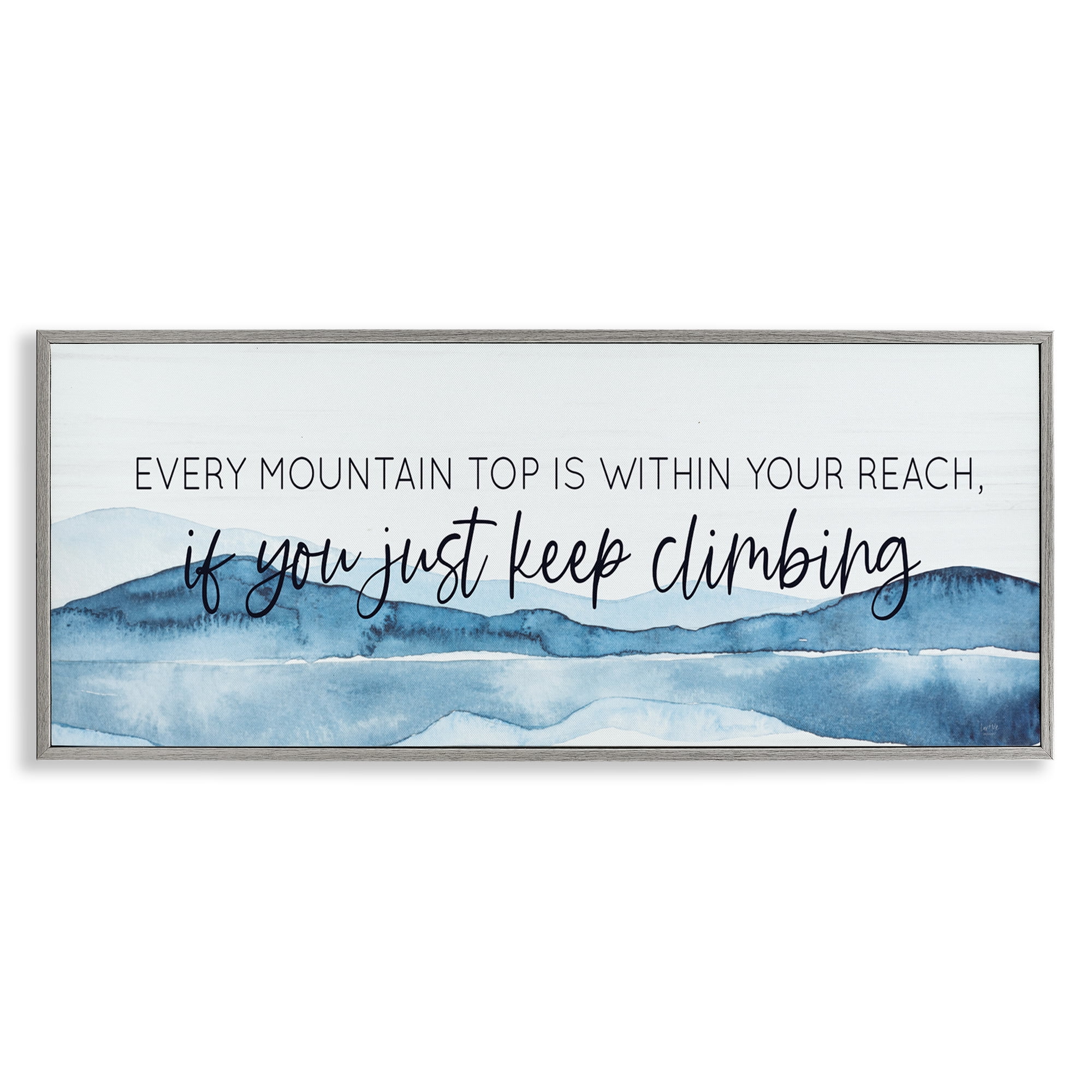 Stupell Industries Mountain Within Reach Text & Numbers Painting Gray Framed Art Print Wall Art, 24 x 10