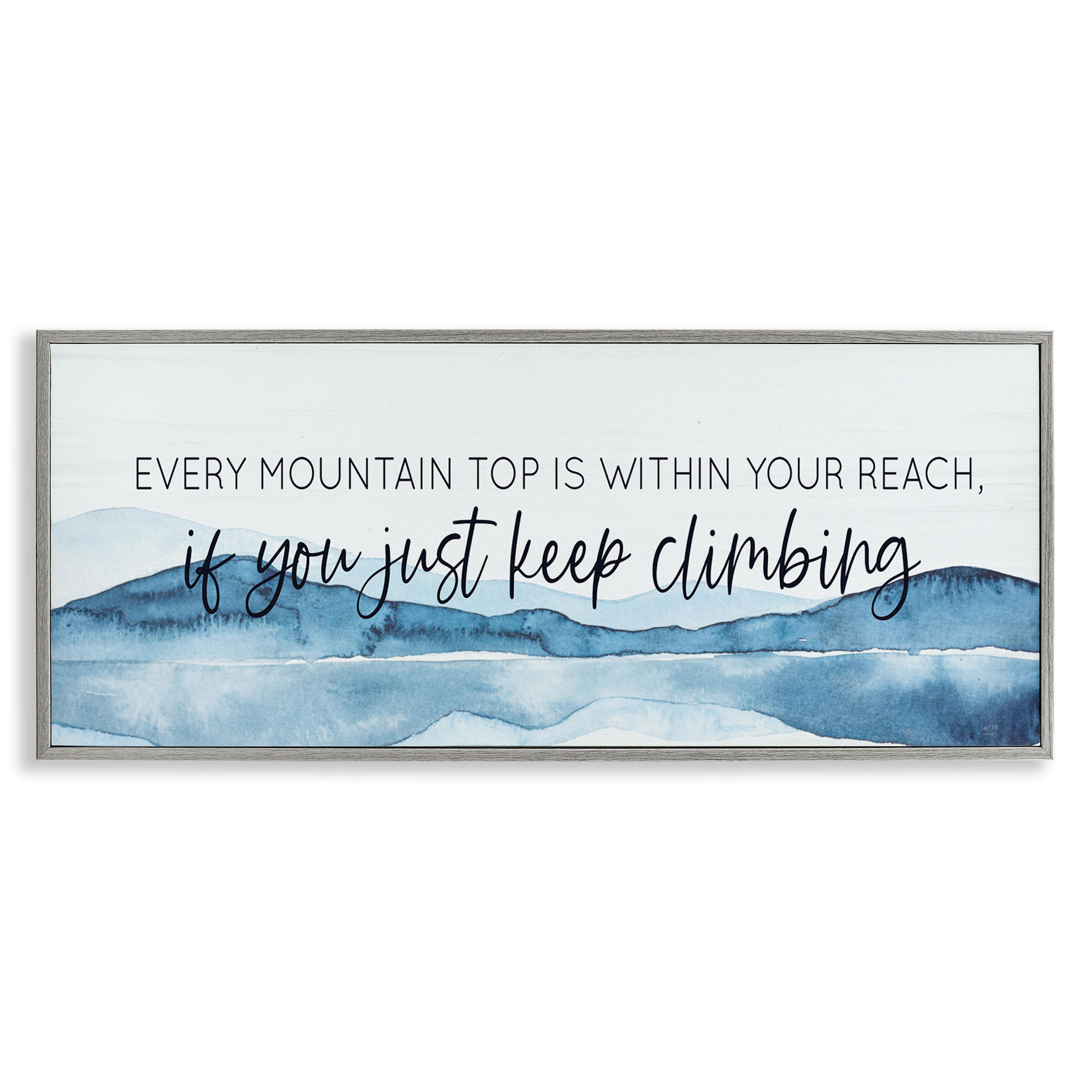 Stupell Industries Mountain Within Reach Text & Numbers Painting Gray Framed Art Print Wall Art, 30 x 13