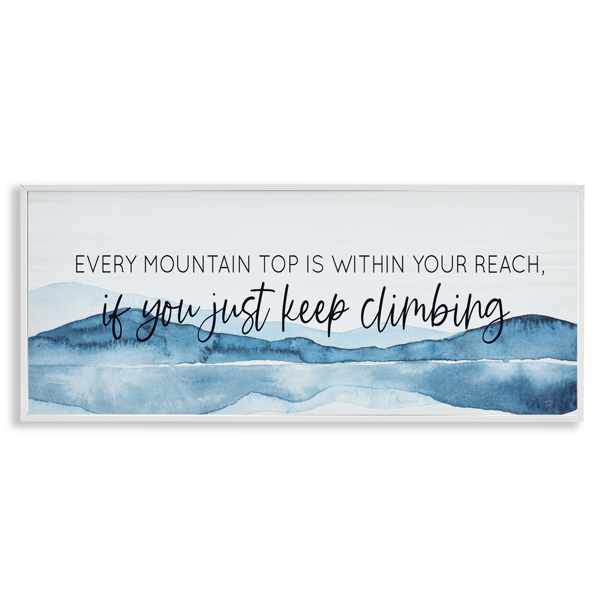 Stupell Industries Mountain Within Reach Text & Numbers Painting White Framed Art Print Wall Art, 24 x 10