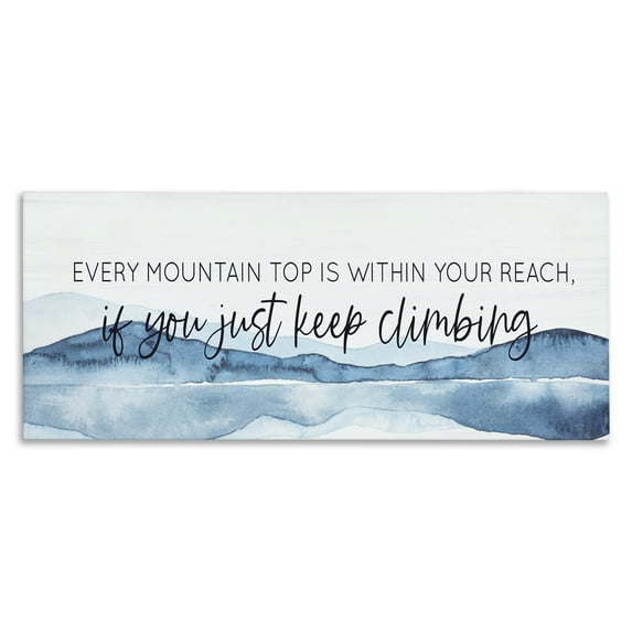 Stupell Industries Mountain Within Reach Text & Numbers Painting Wrapped Canvas Art Print Wall Art, 24 x 10