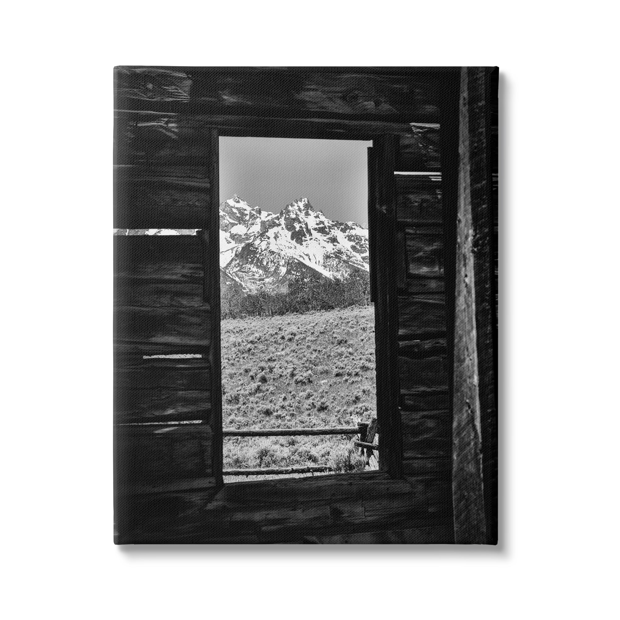 Stupell Industries Mountain in Cabin Window Landscape Photography Gallery Wrapped Canvas Art Print Wall Art, 36 x 48