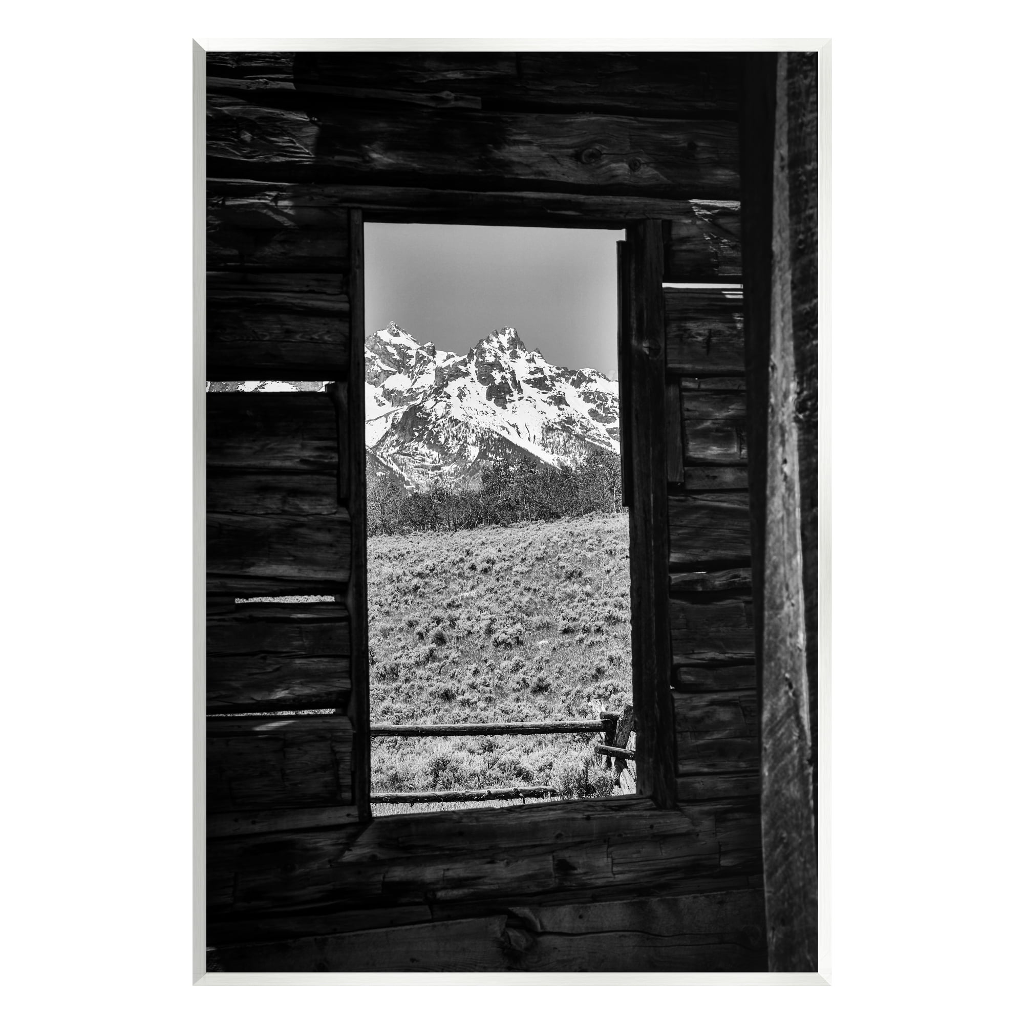 Stupell Industries Mountain in Cabin Window Landscape Photography Unframed Art Print Wall Art, 13 x 19