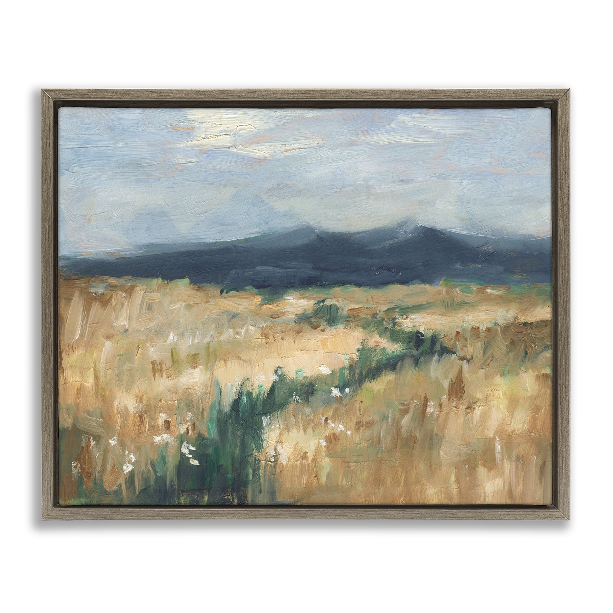 Stupell Industries Mountainous Trail Landscape Landscape Painting Brown Floater Framed Art Print Wall Art, 21 x 17