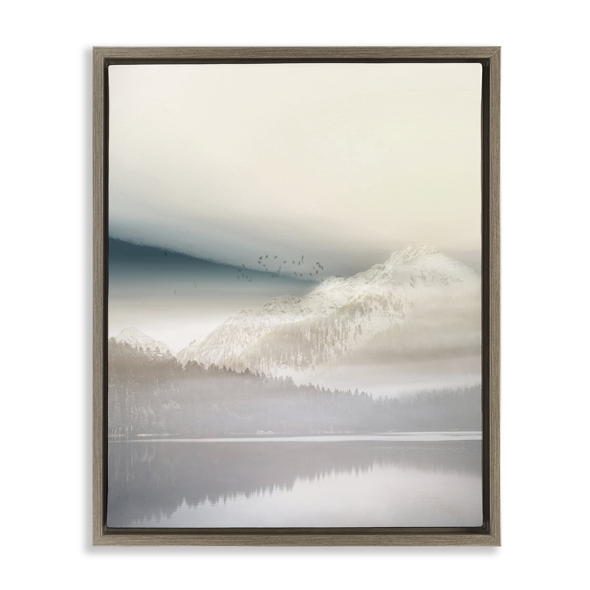 Stupell Industries Mountainous Vanilla Landscape Brown Framed Floater Canvas Wall Art, design by Gemma Bardot