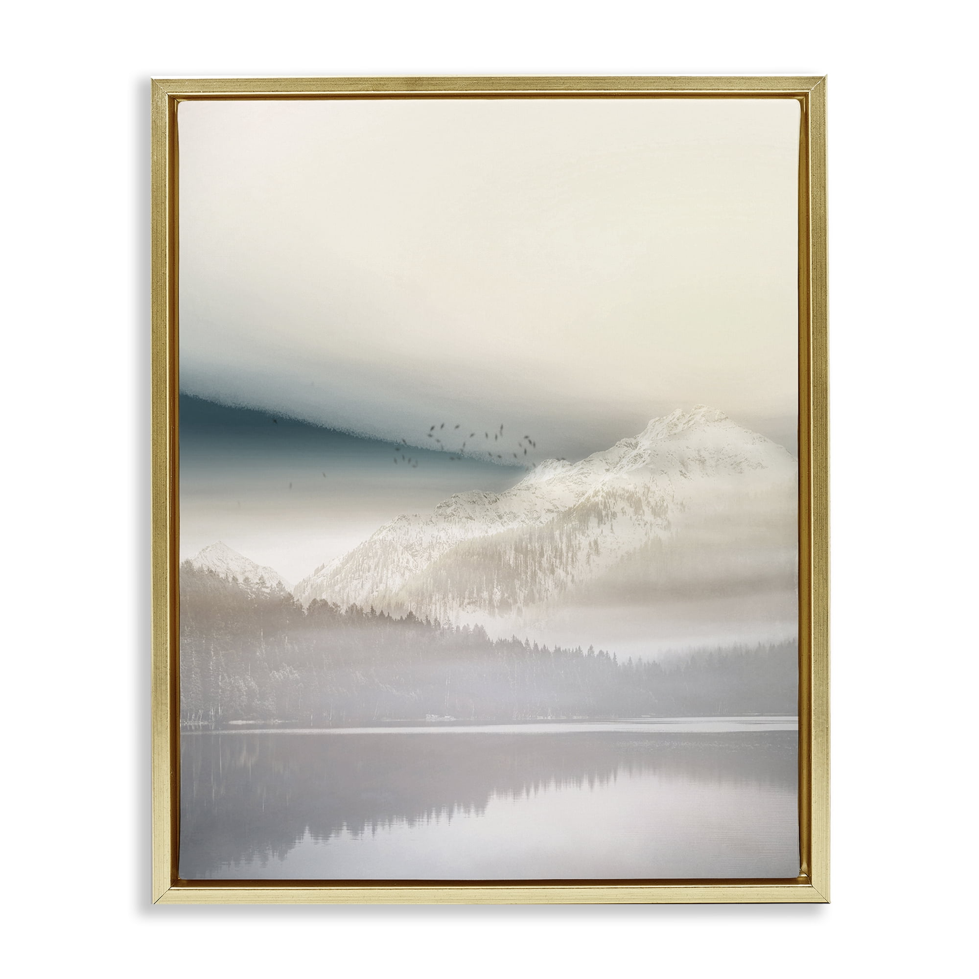 Stupell Industries Mountainous Vanilla Landscape Gold Framed Floater Canvas Wall Art, design by Gemma Bardot