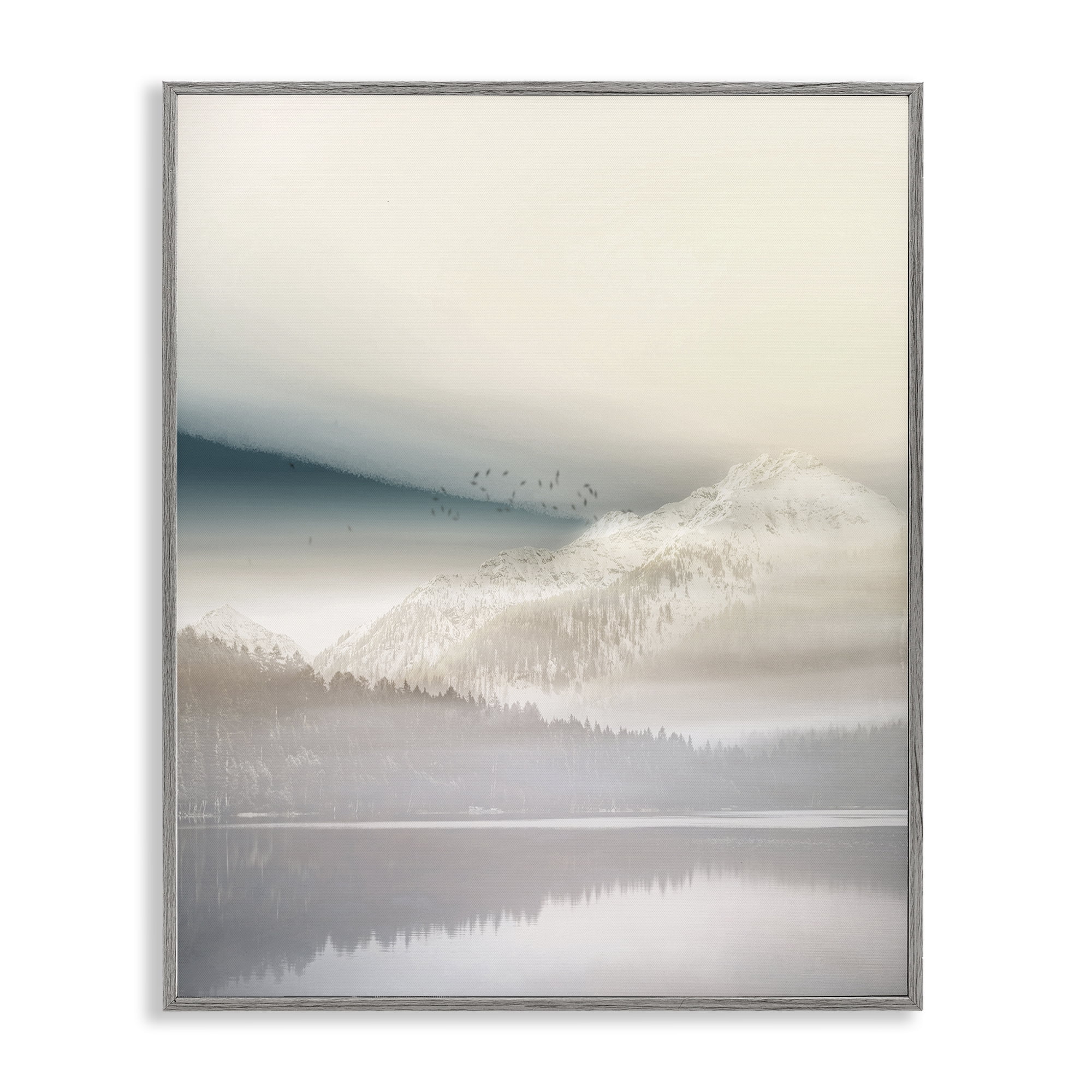 Stupell Industries Mountainous Vanilla Landscape Gray Framed Giclee Art, design by Gemma Bardot