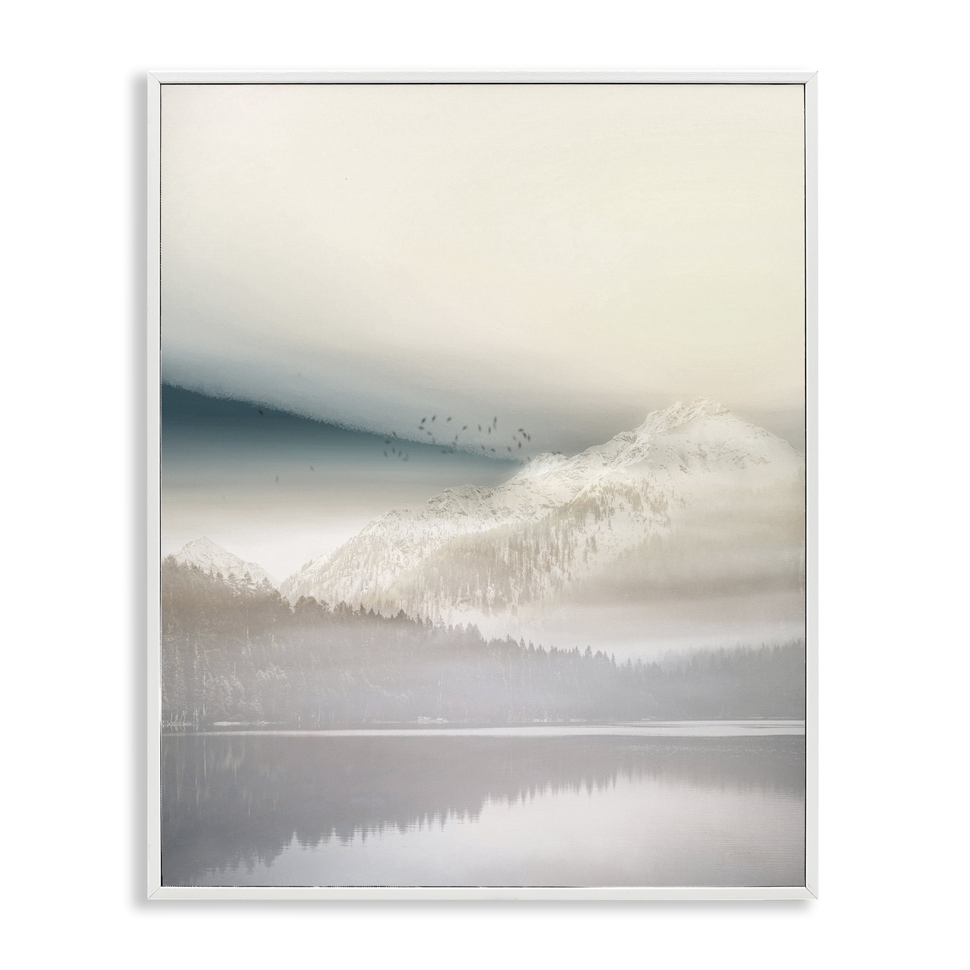 Stupell Industries Mountainous Vanilla Landscape White Framed Giclee Art, design by Gemma Bardot