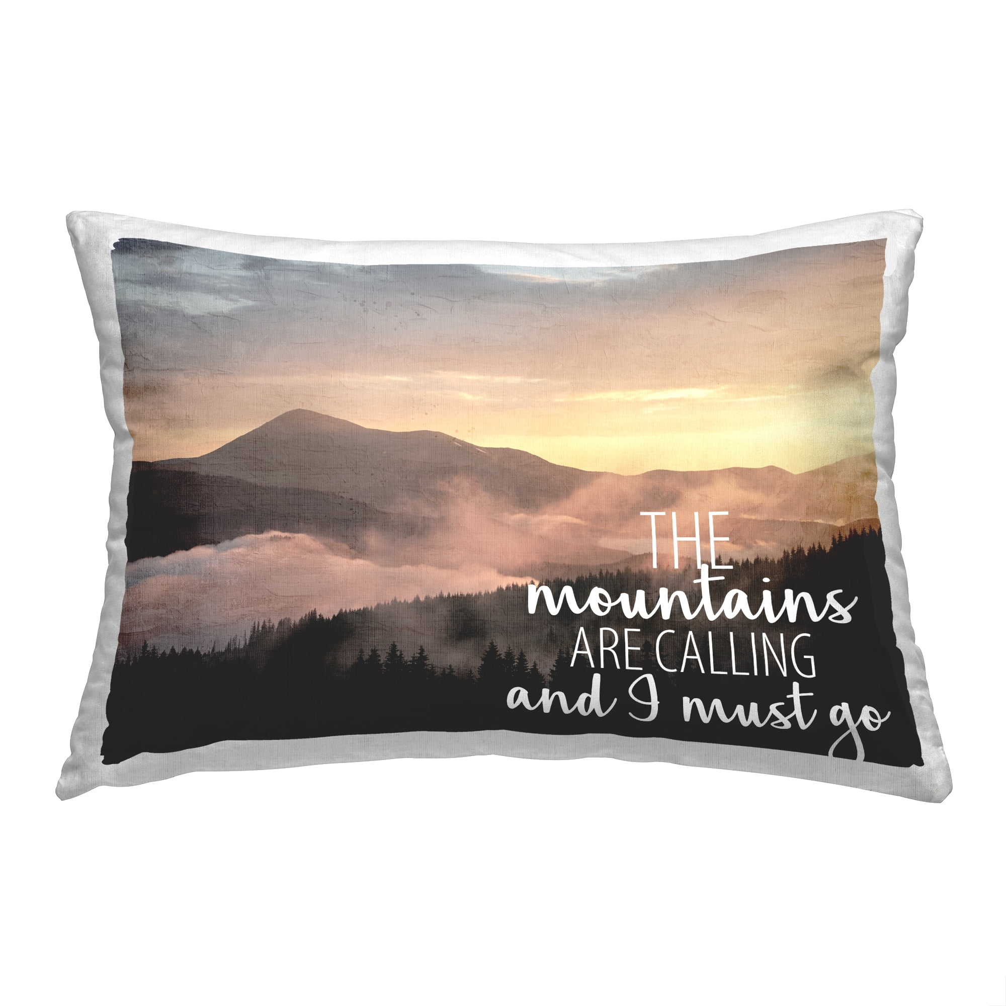 Stupell Industries Mountains Adventure Phrase Decorative Printed Throw Pillow, 14 x 20